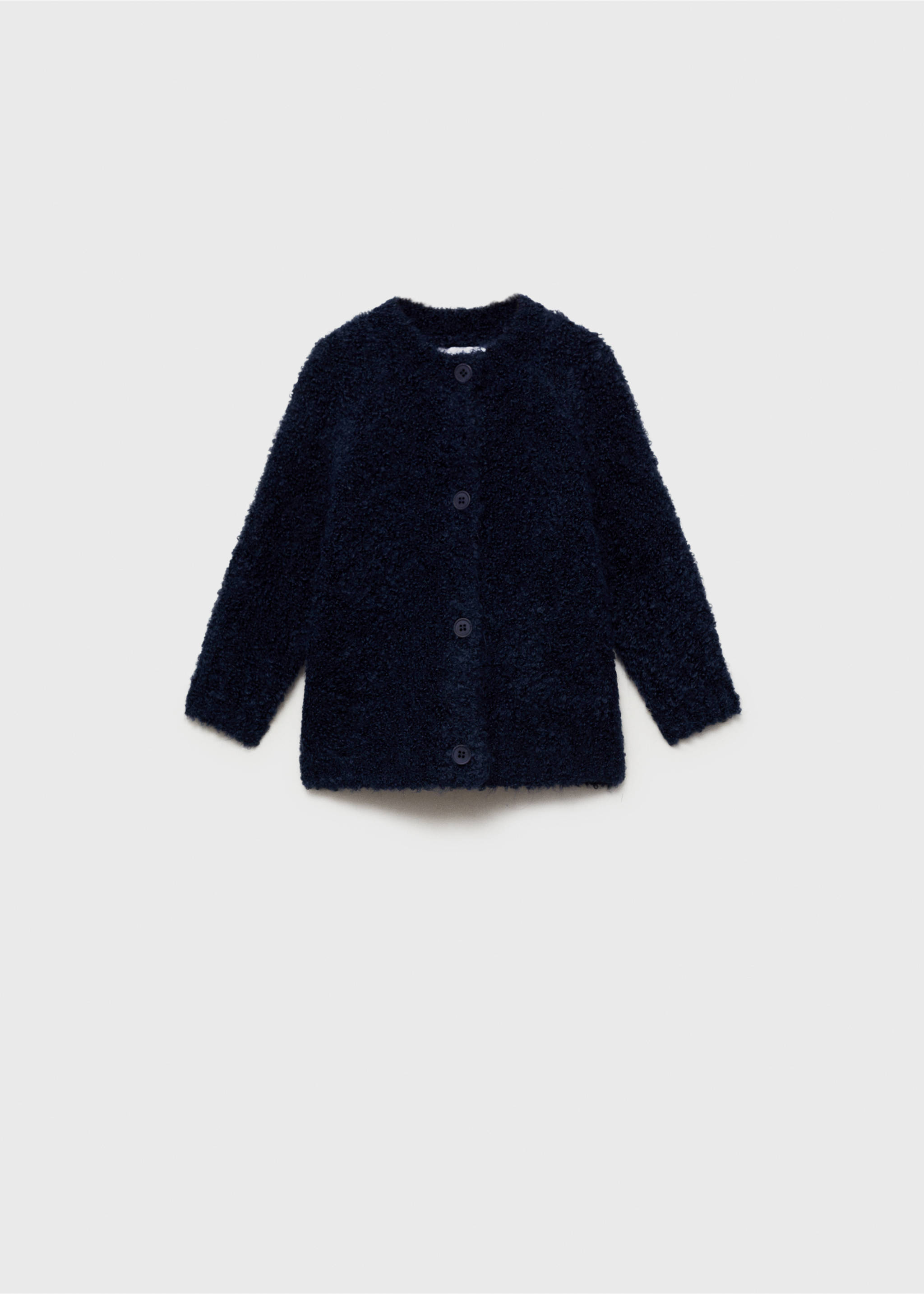 Bouclé-knit cardigan - Article without model, Dark Navy. Ref: 77057690-00.