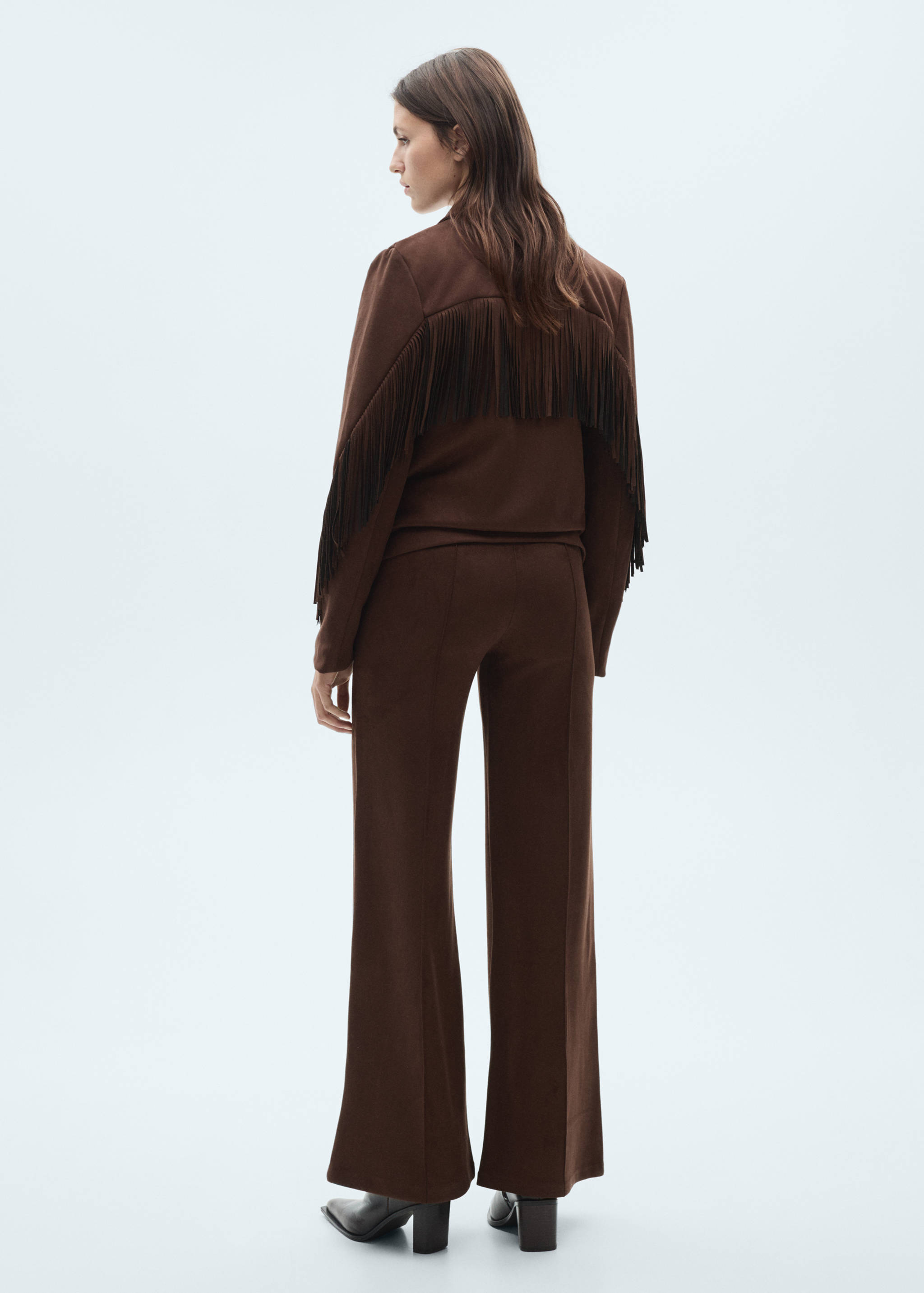 Wide leg suede-effect trousers - Reverse of the article