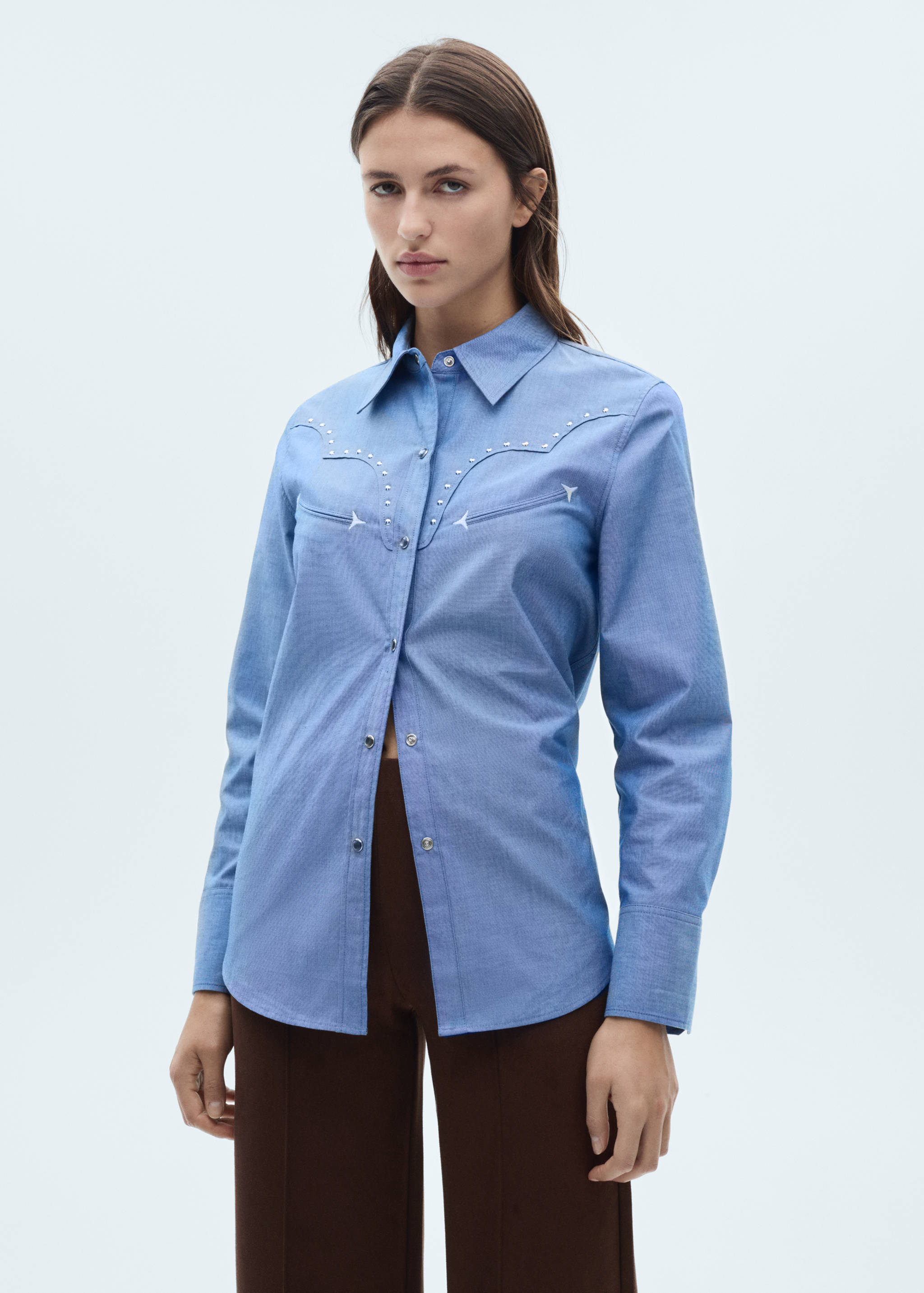 Wide leg suede-effect trousers - Details of the article 1