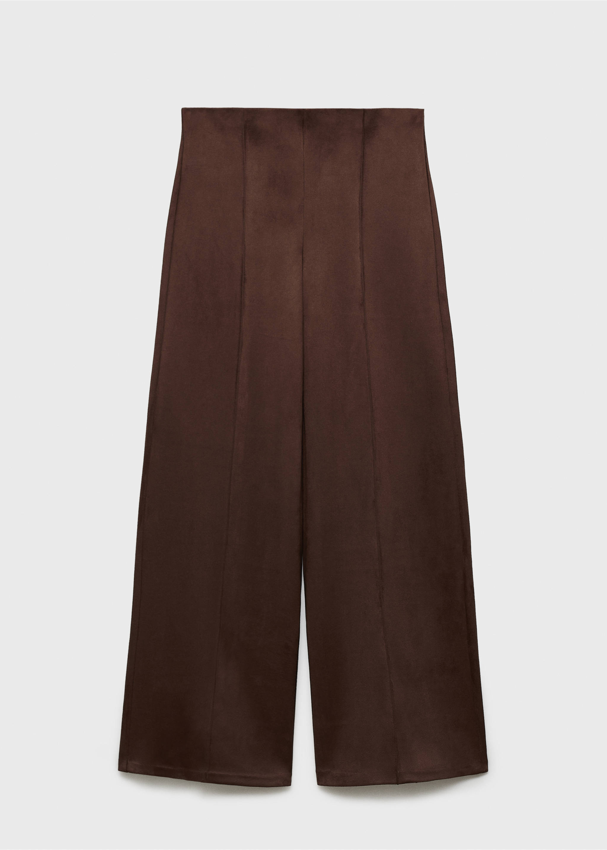 Wide leg suede-effect trousers - Article without model, Chocolate. Ref: 77057696-00.