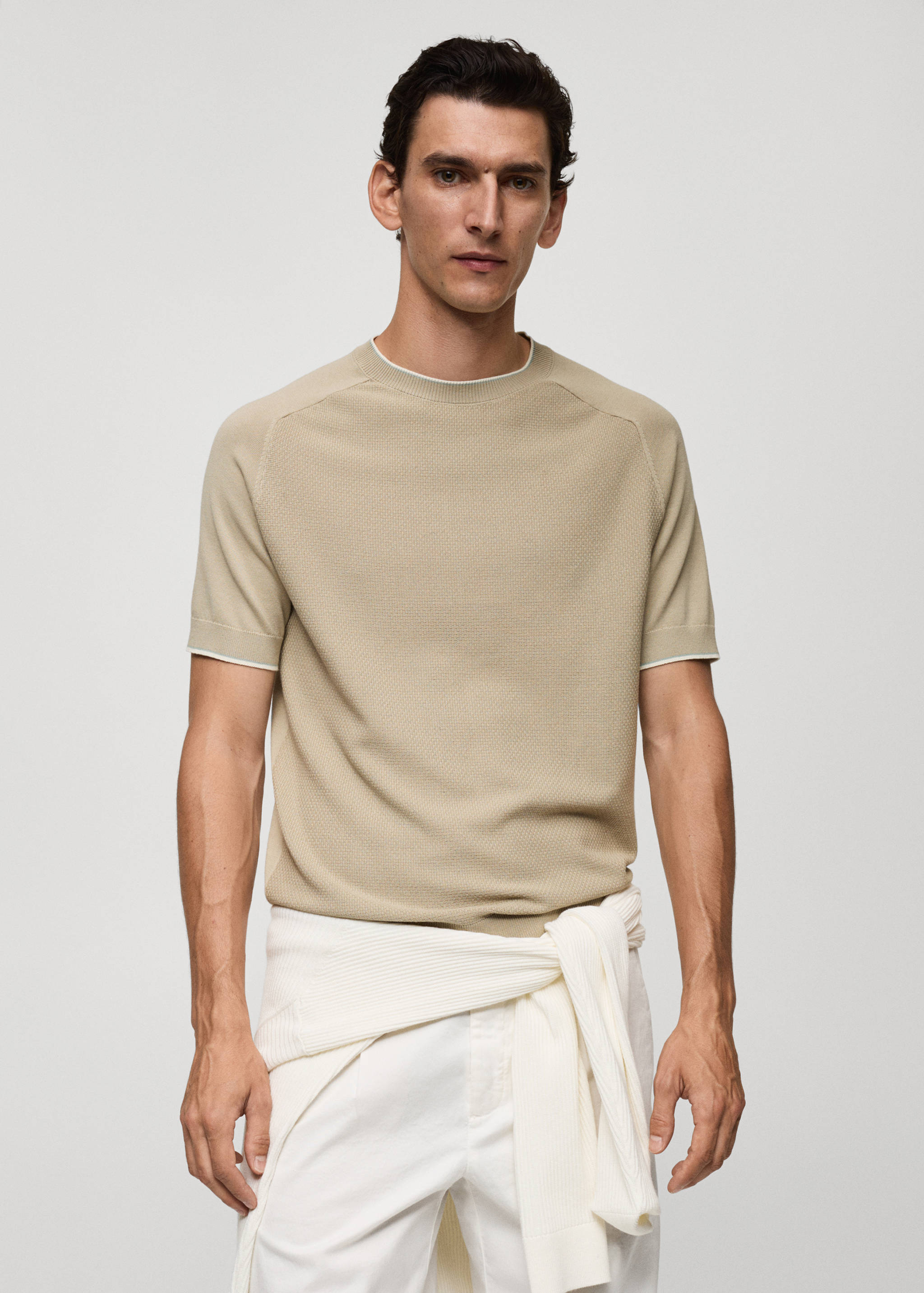Structure thin knitwear t-shirt - Medium plane