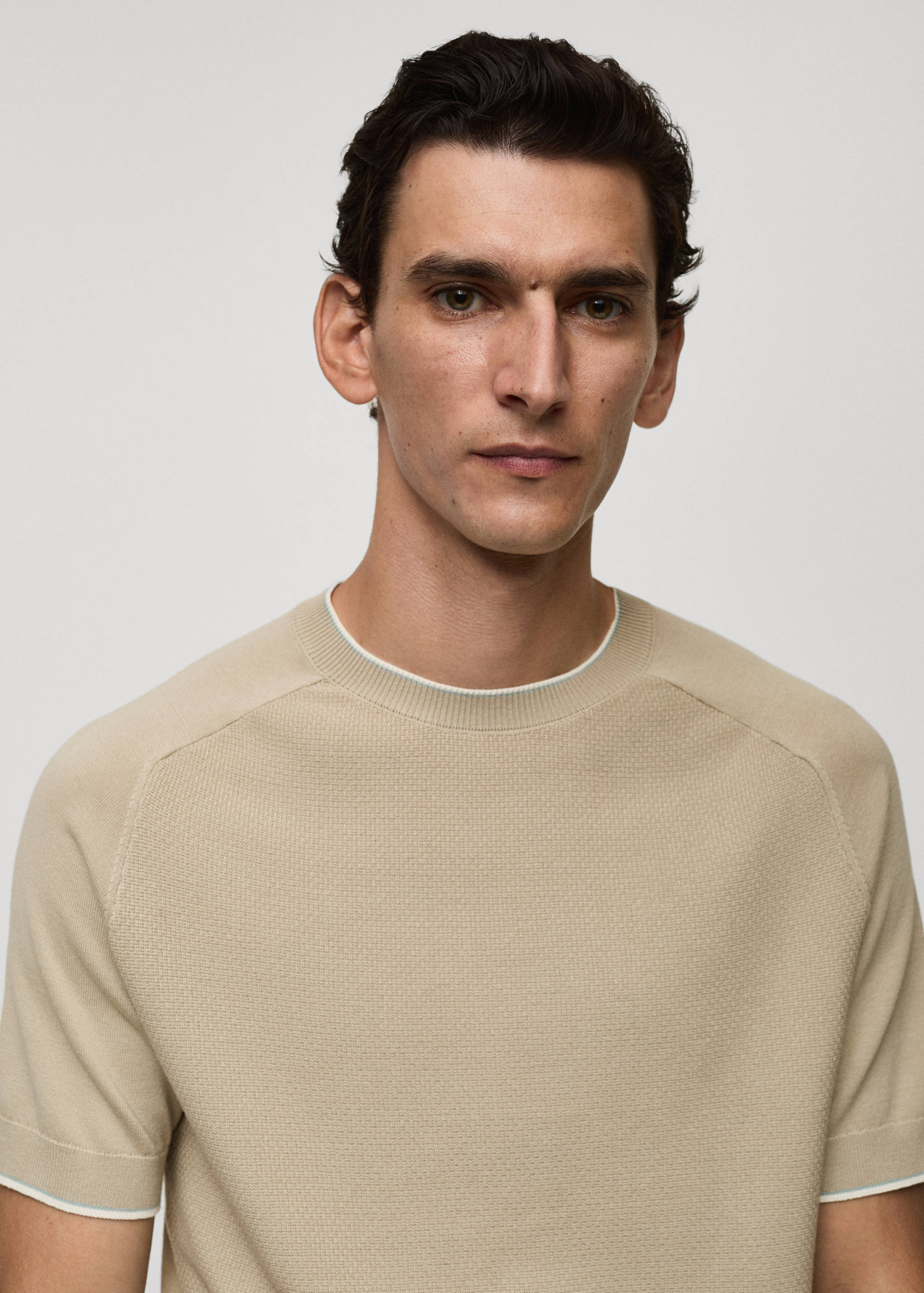 Structure thin knitwear t-shirt - Details of the article 1