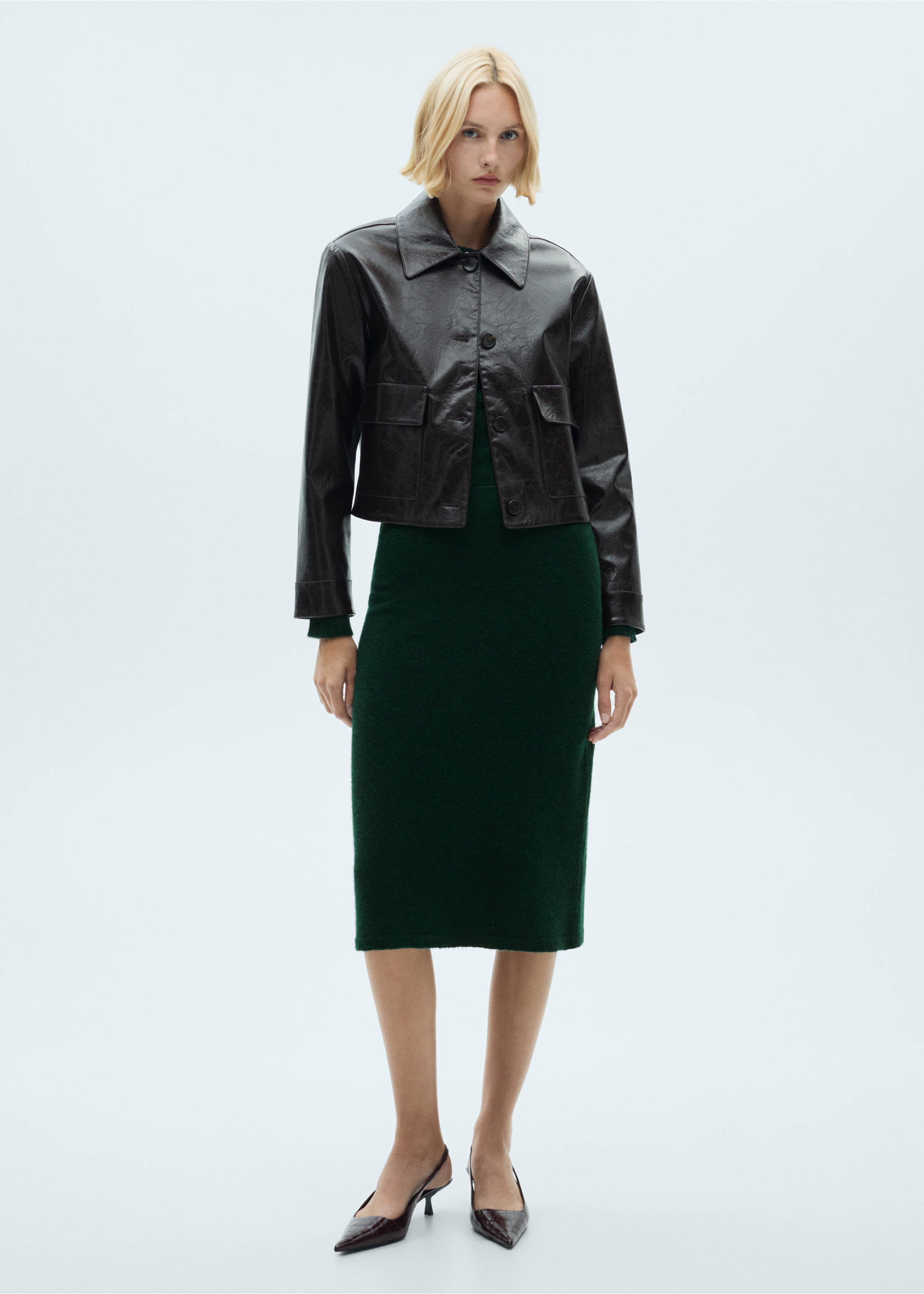 Gonna maglia svasata - Piano generale, Verde. Ref: 77057701-00.