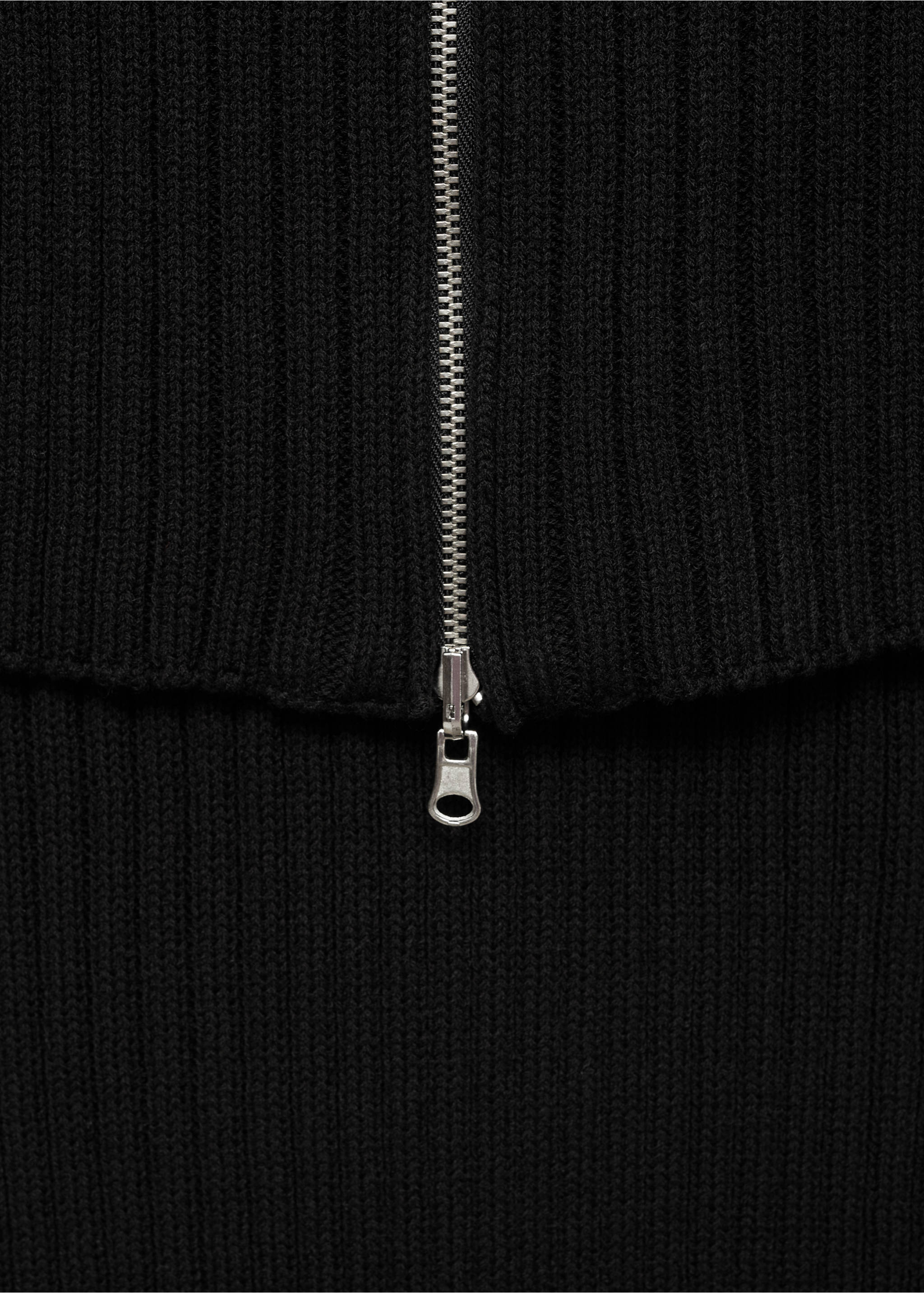 Combined knitted dress with zip - Details of the article 0, Black. Ref: 77057712-00.