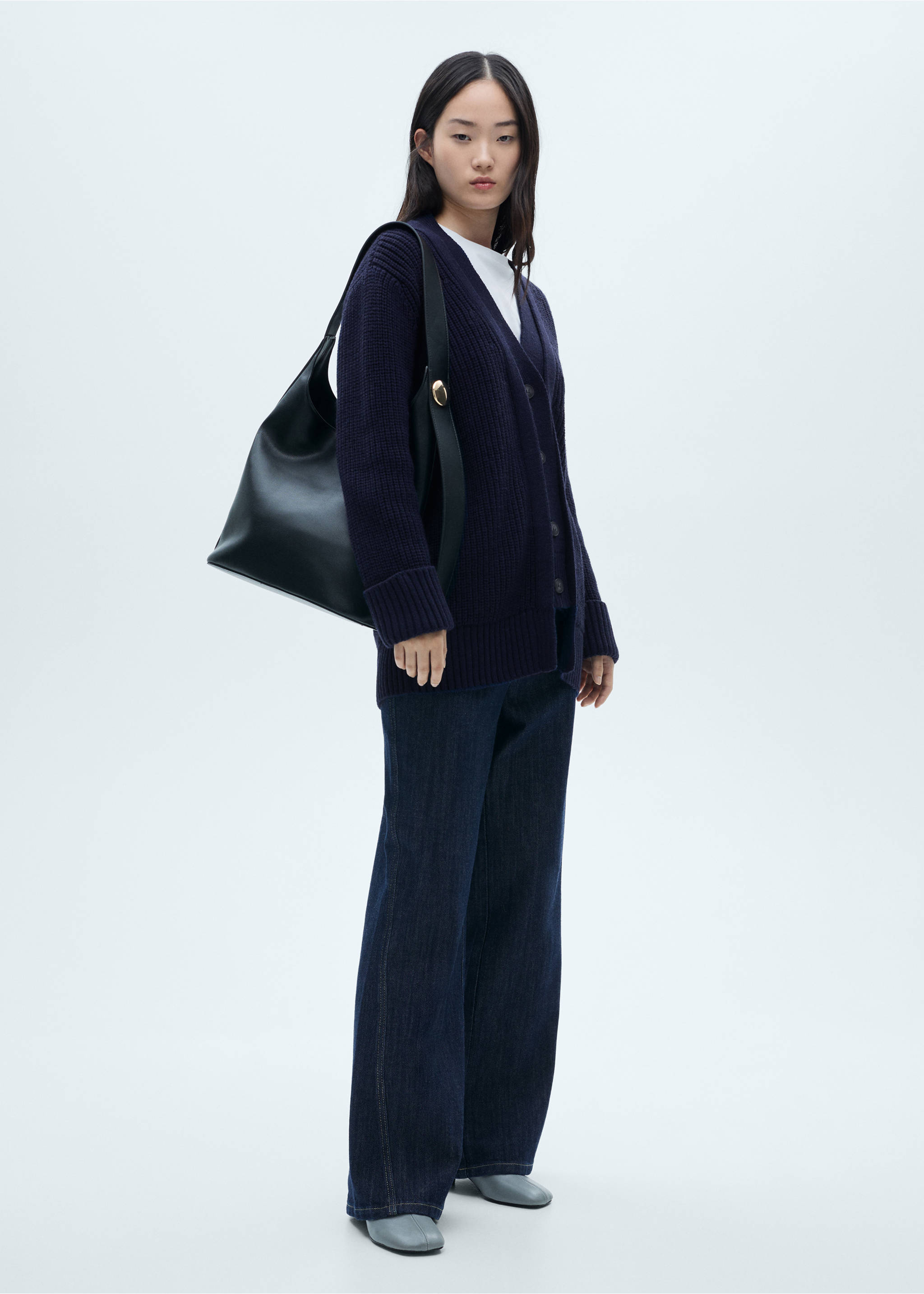 Oversized cardigan with buttons - General plane, Dark Navy. Ref: 77057713-00.