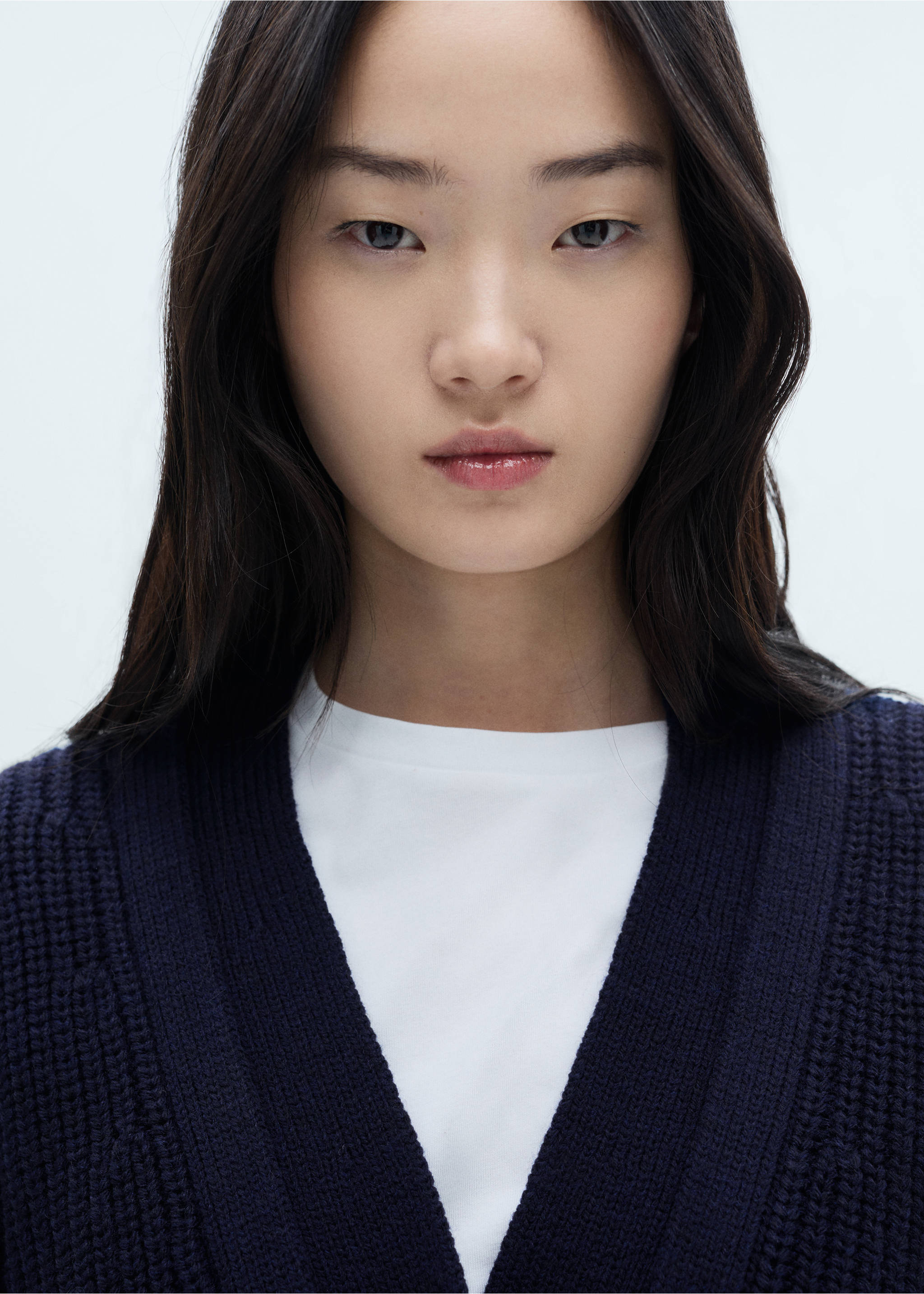 Oversized cardigan with buttons - Details of the article 1, Dark Navy. Ref: 77057713-00.