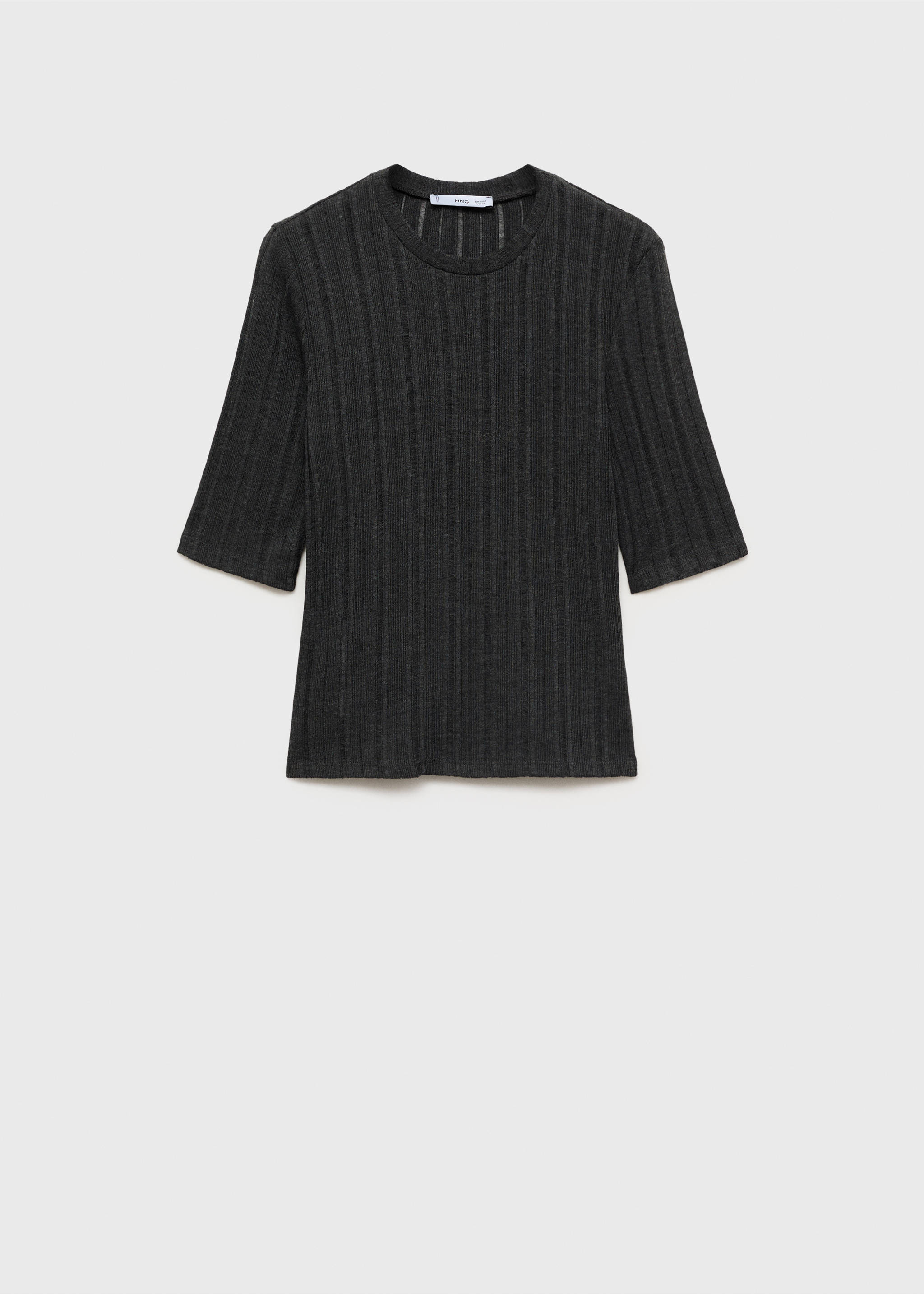Short-sleeve knitted t-shirt - Article without model, Grey. Ref: 77057716-00.