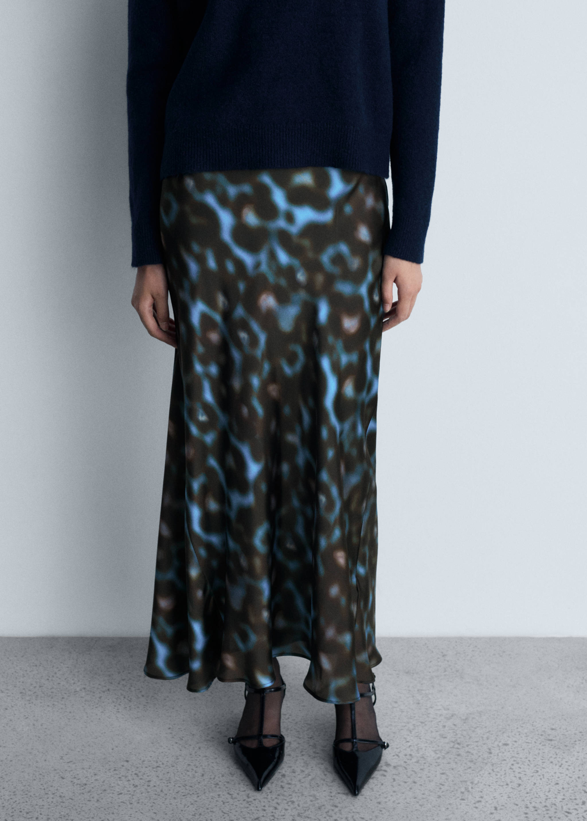 Printed satin skirt - Medium plane