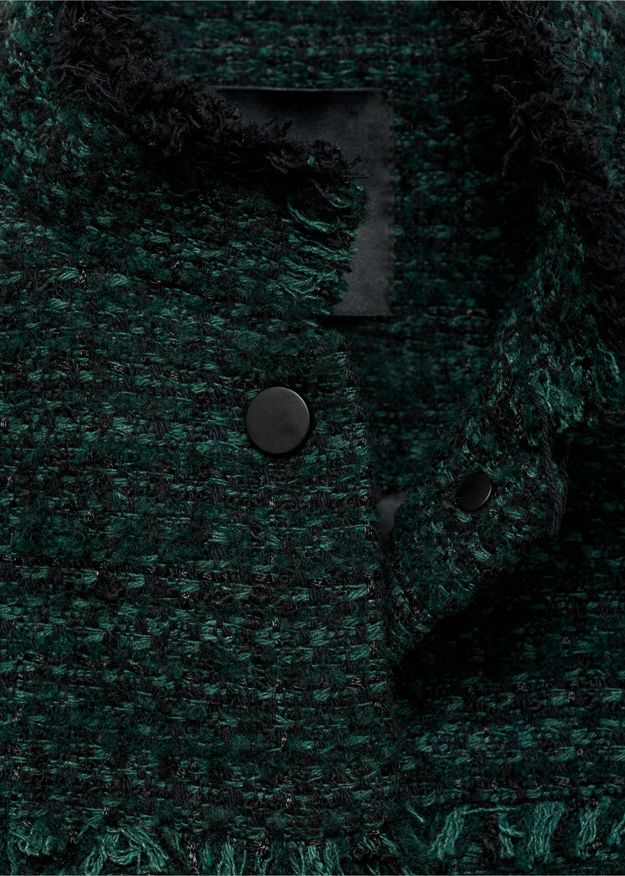 High-collar tweed jacket - Details of the article 8, Dark Green. Ref: 77057720-00.