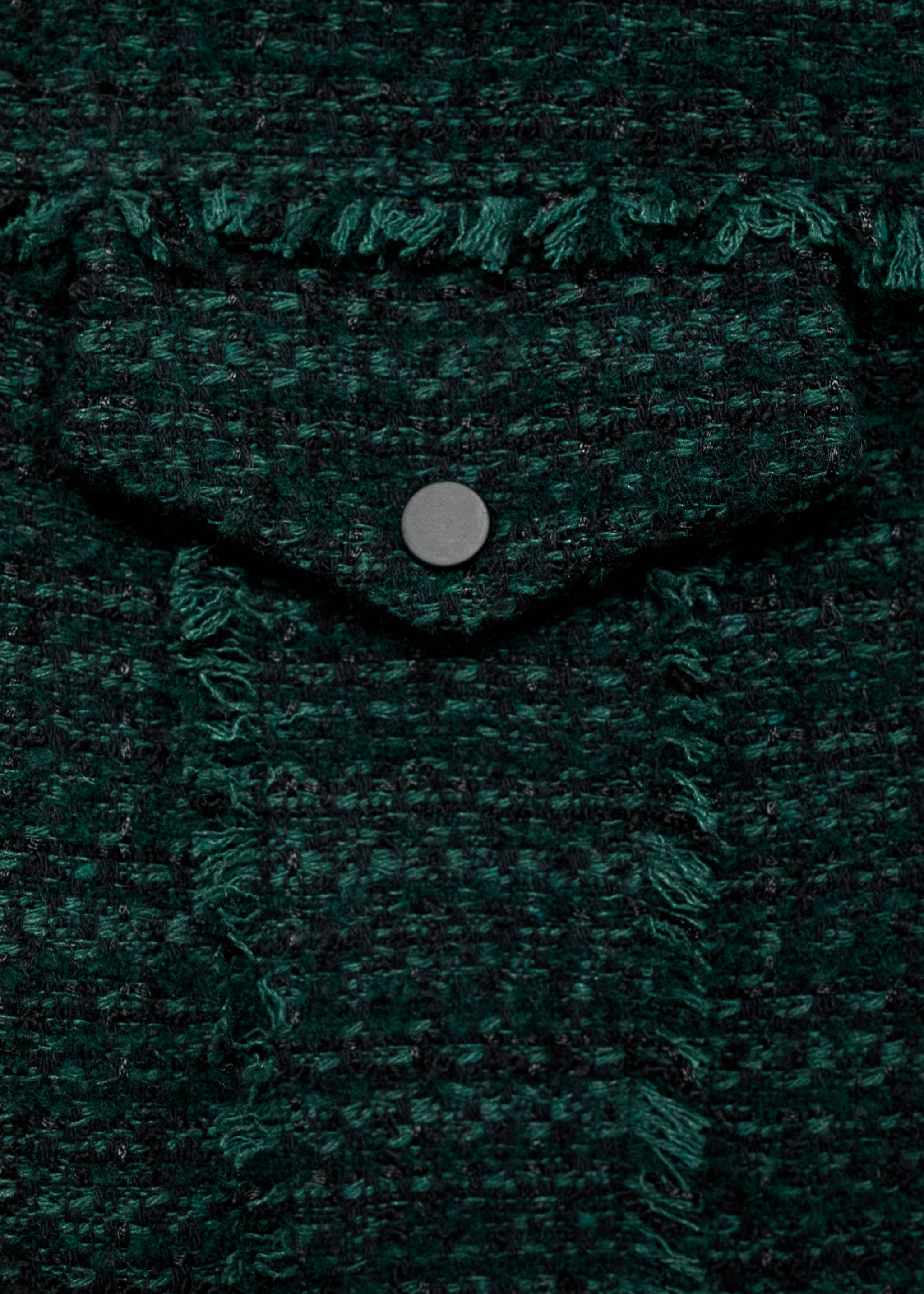 High-collar tweed jacket - Details of the article 0, Dark Green. Ref: 77057720-00.