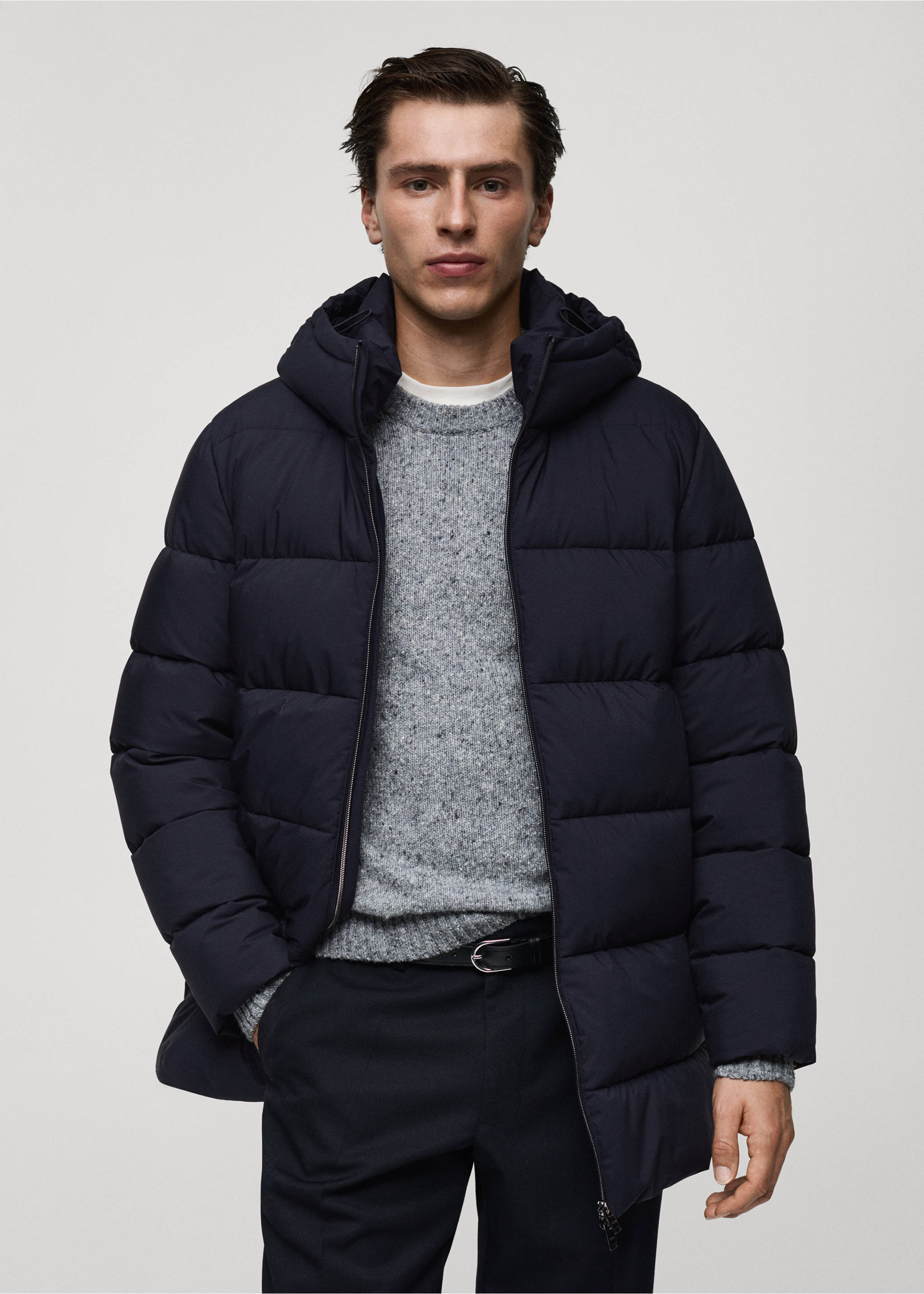 Water-repellent quilted coat - Medium plane, Dark Navy. Ref: 77057911-00.