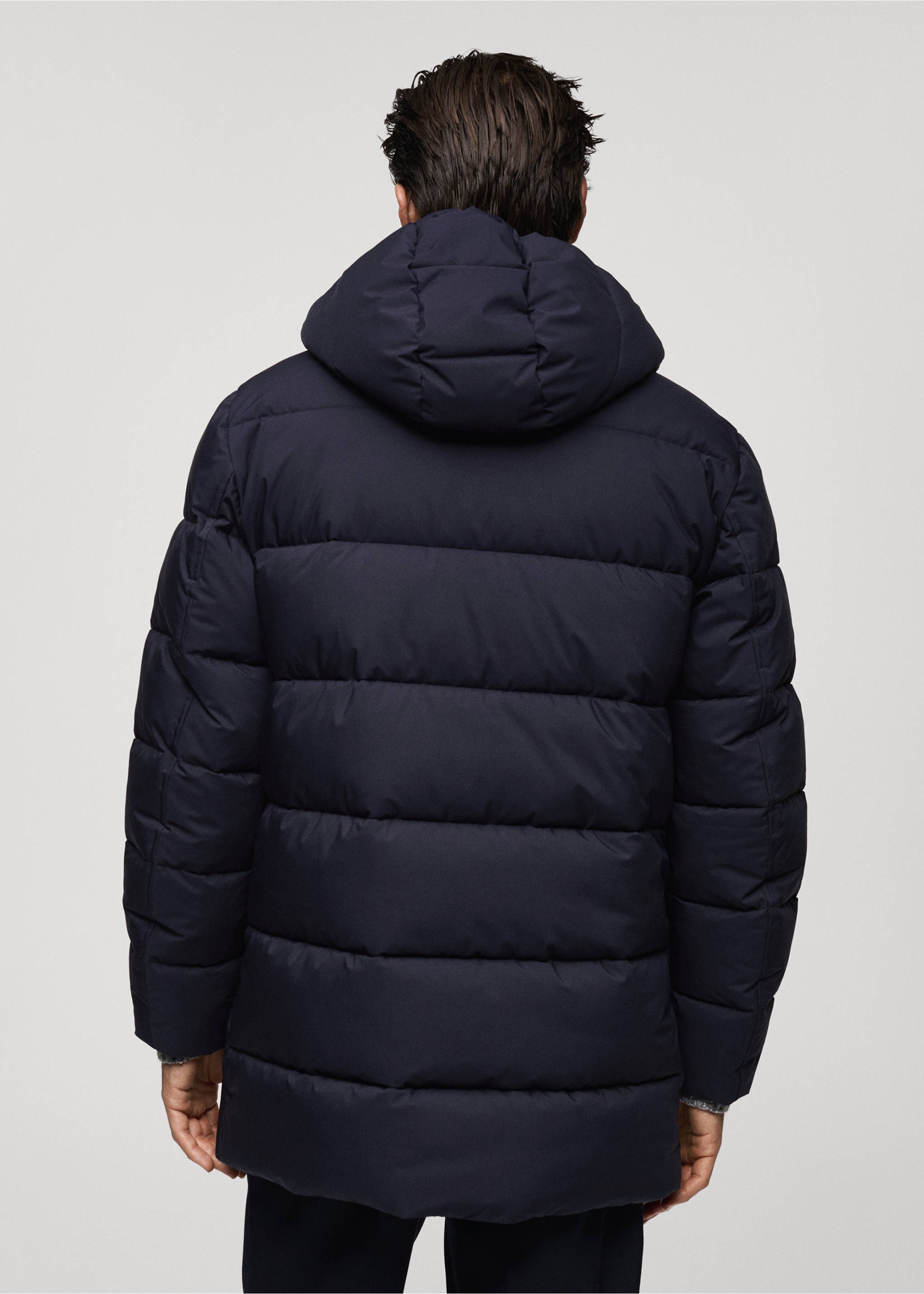 Water-repellent quilted coat - Reverse of the article, Dark Navy. Ref: 77057911-00.