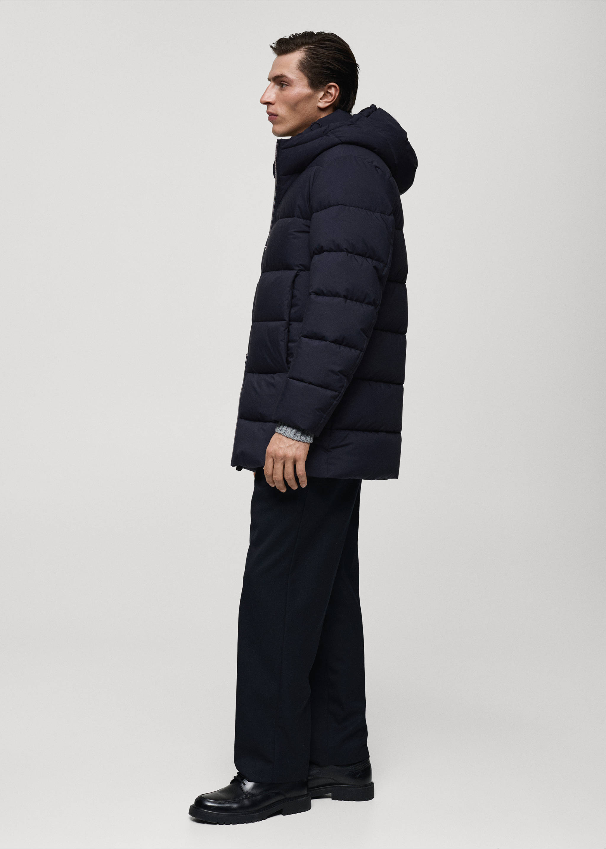 Water-repellent quilted coat - Details of the article 2, Dark Navy. Ref: 77057911-00.