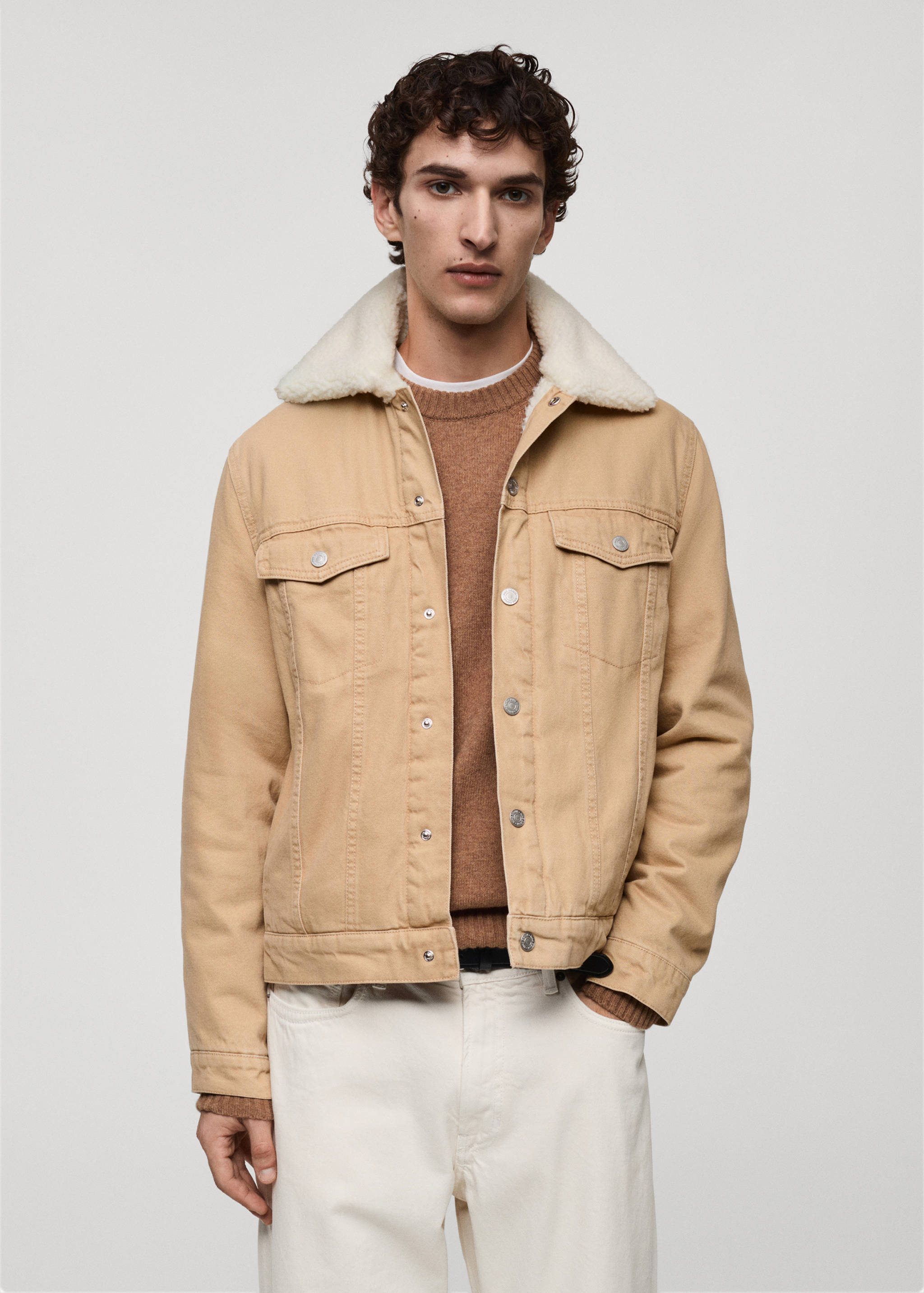 Denim jacket with shearling collar - Medium plane