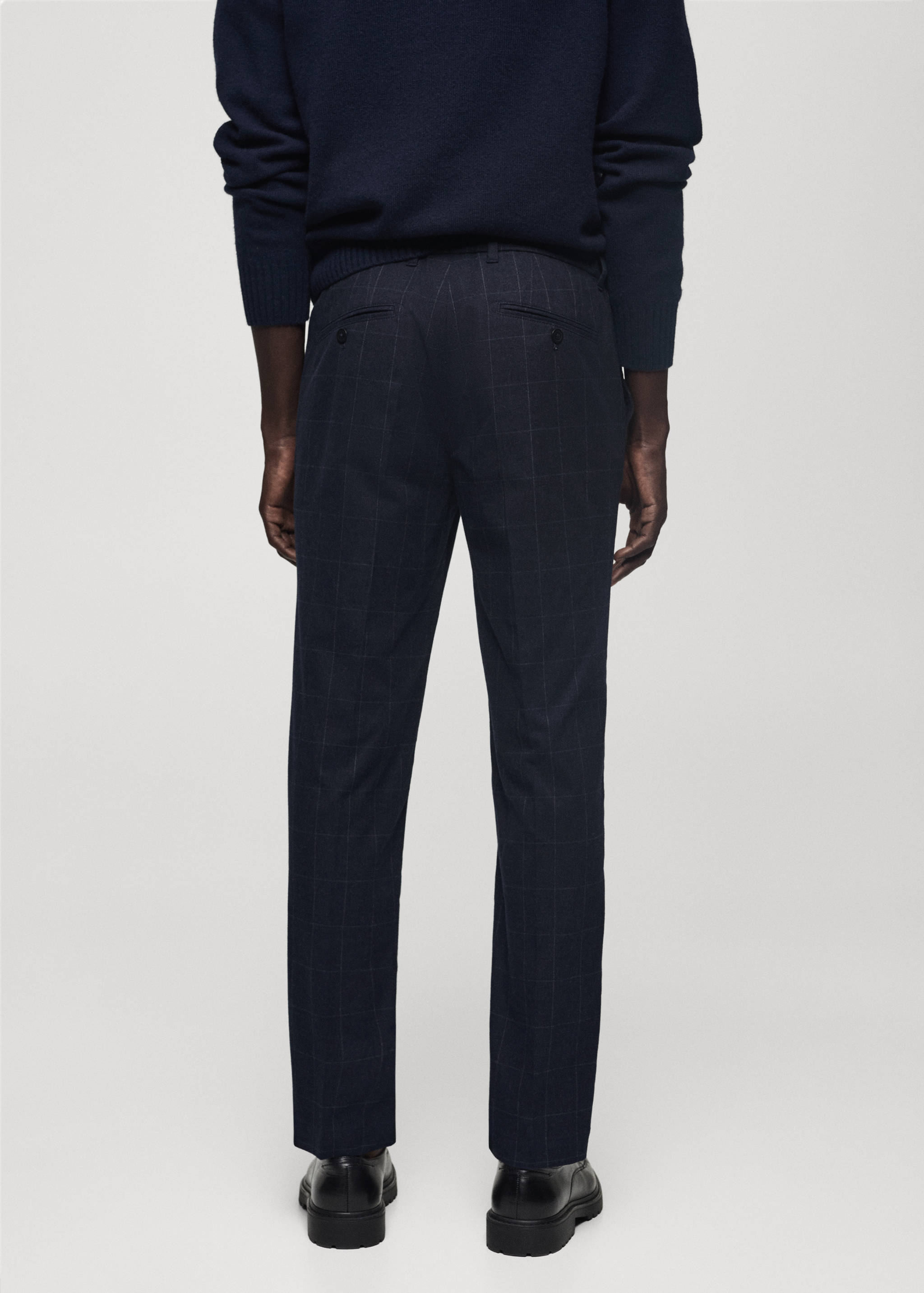 Slim fit checked cotton trousers - Reverse of the article