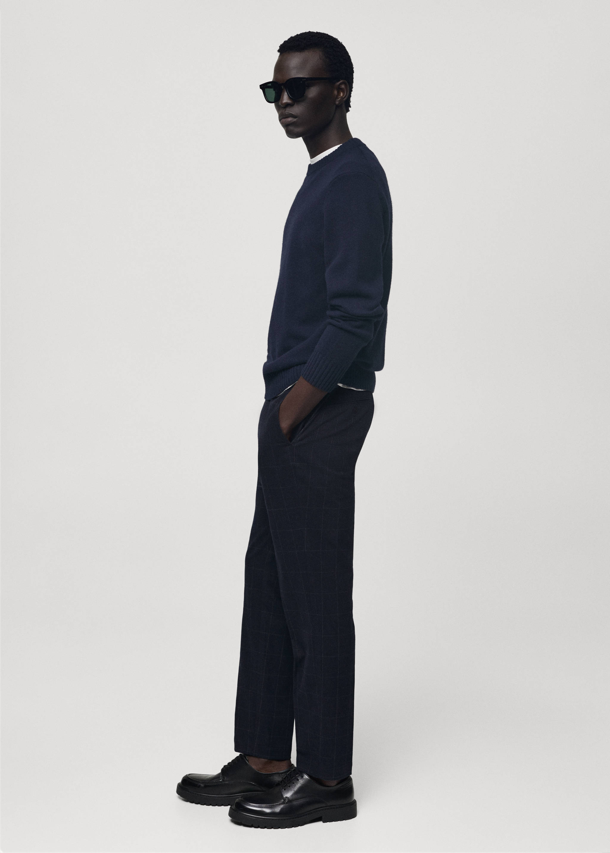 Slim fit checked cotton trousers - Details of the article 2
