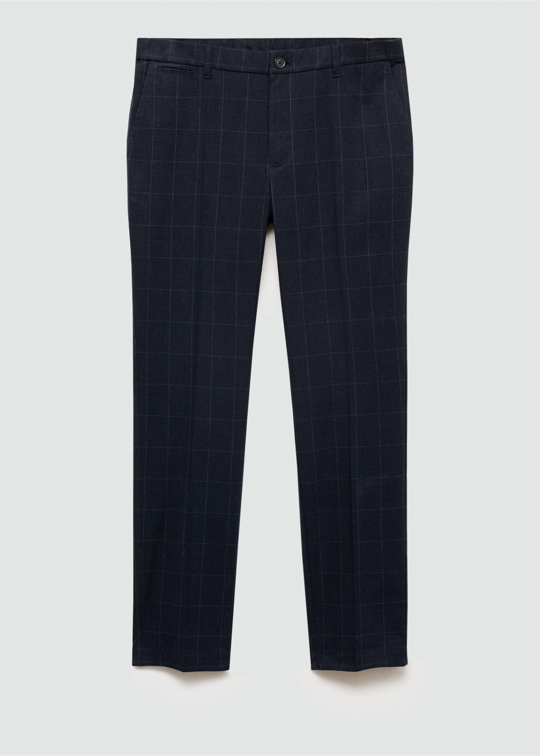 Slim fit checked cotton trousers - Article without model, Dark Navy. Ref: 77057915-00.