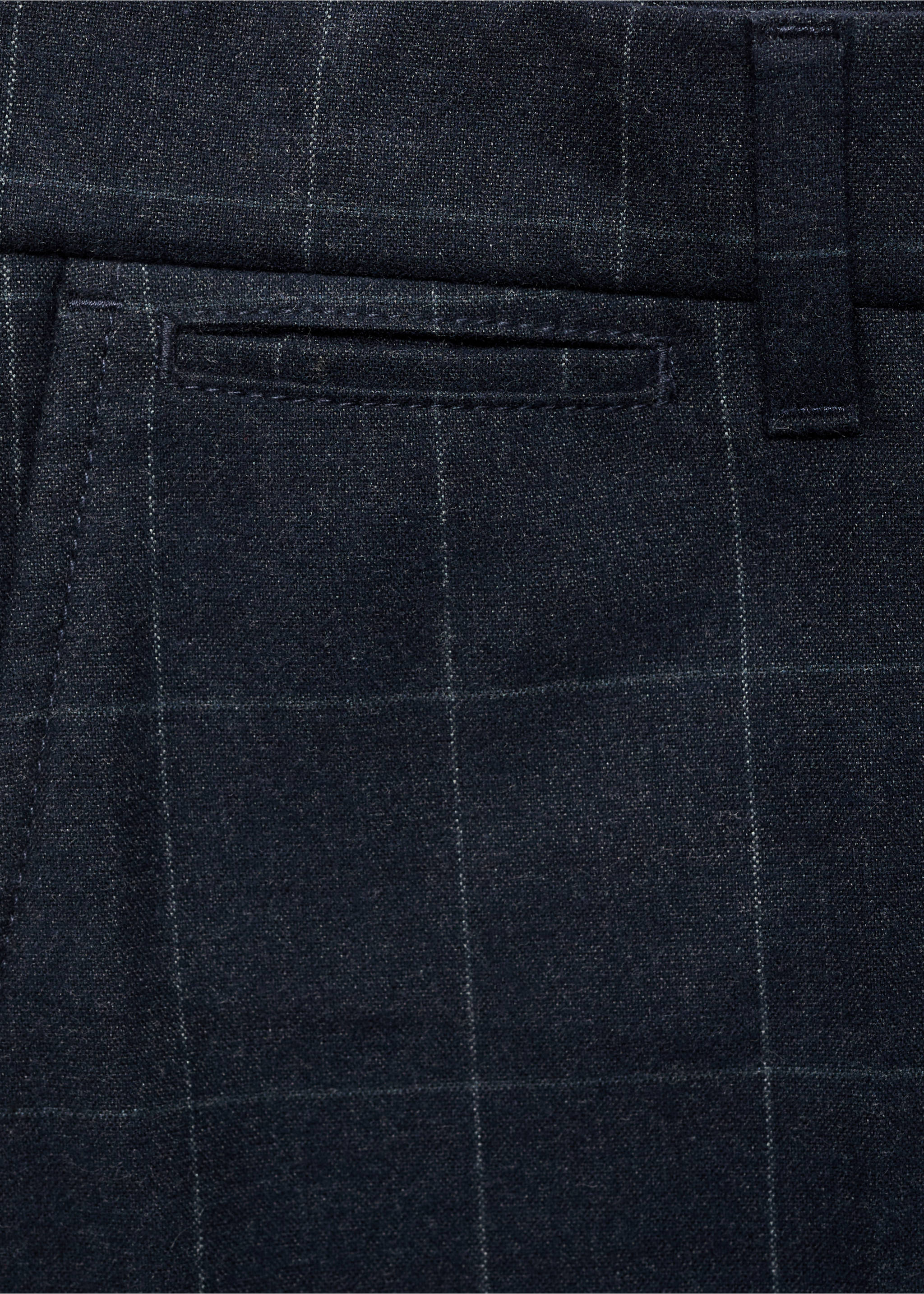 Slim fit checked cotton trousers - Details of the article 0, Dark Navy. Ref: 77057915-00.
