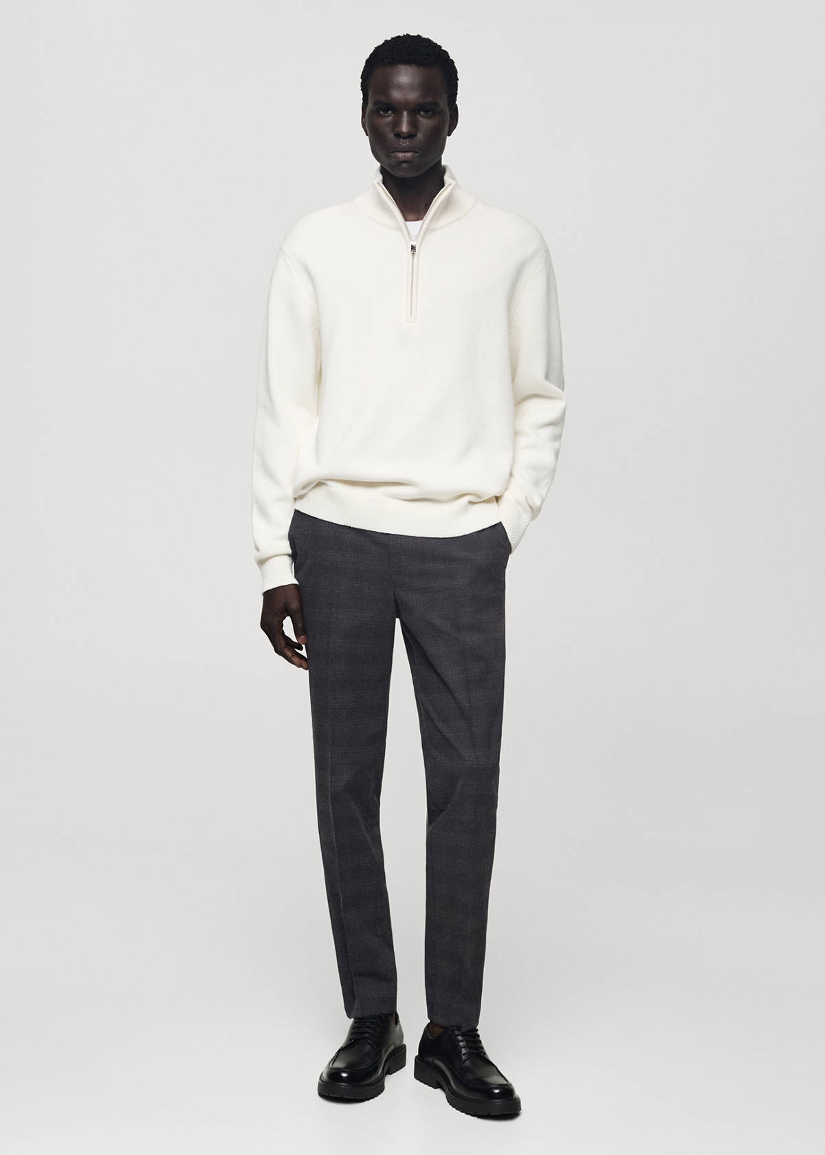 Cotton slim-fit check trousers