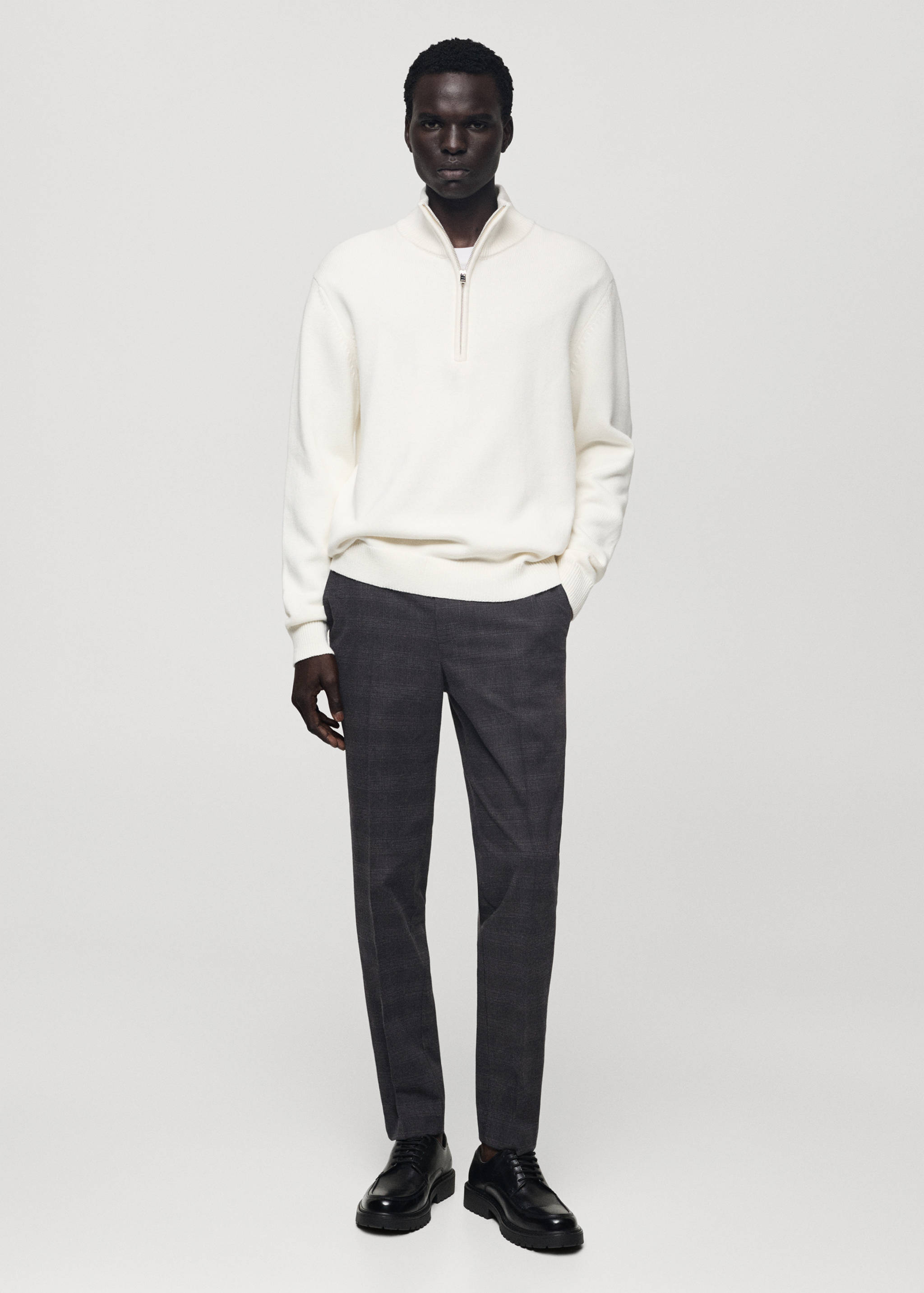 Slimfit katoenen broek met Schotse ruit - Overzichtstekening