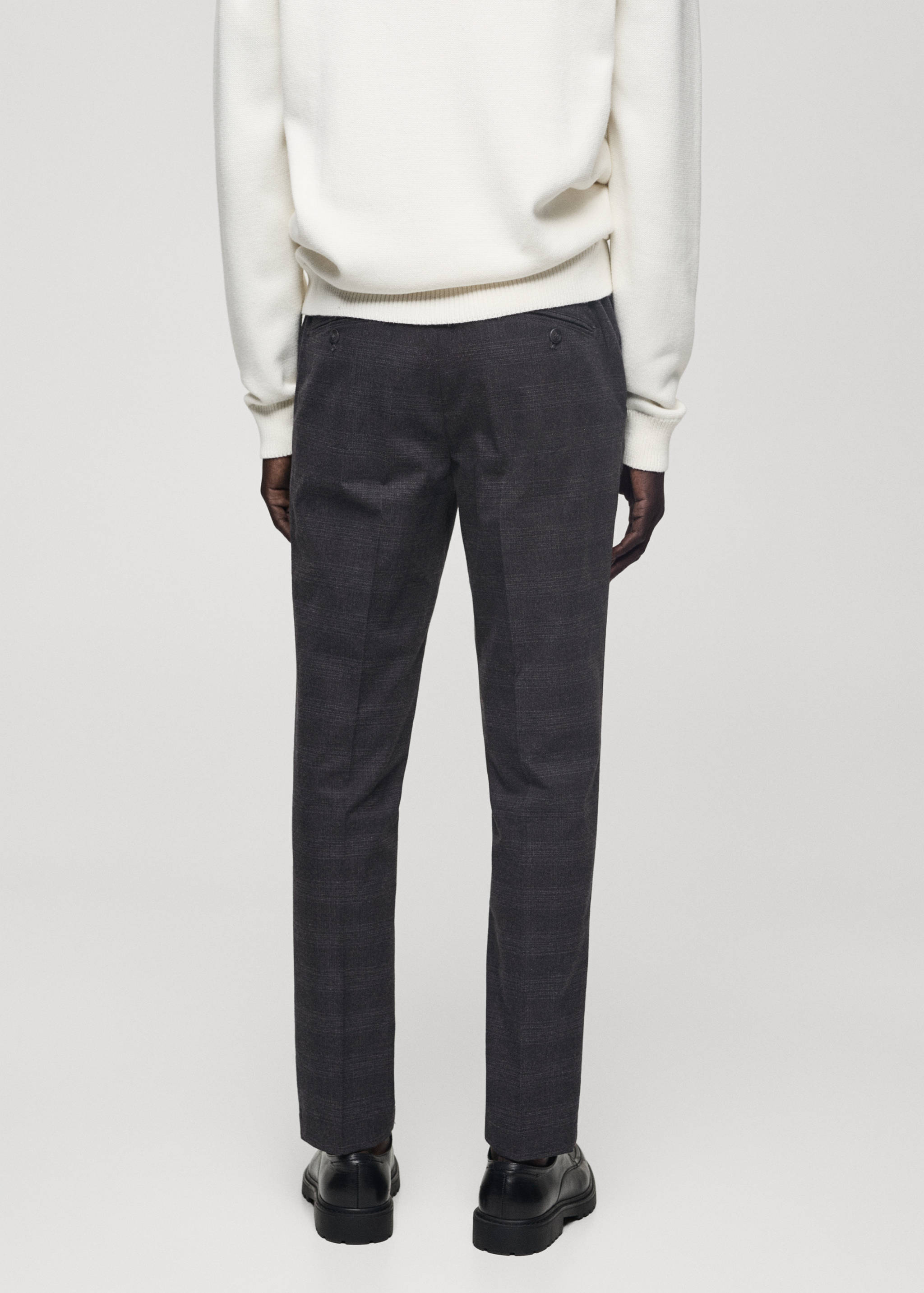 Slimfit katoenen broek met Schotse ruit - Achterkant van het artikel