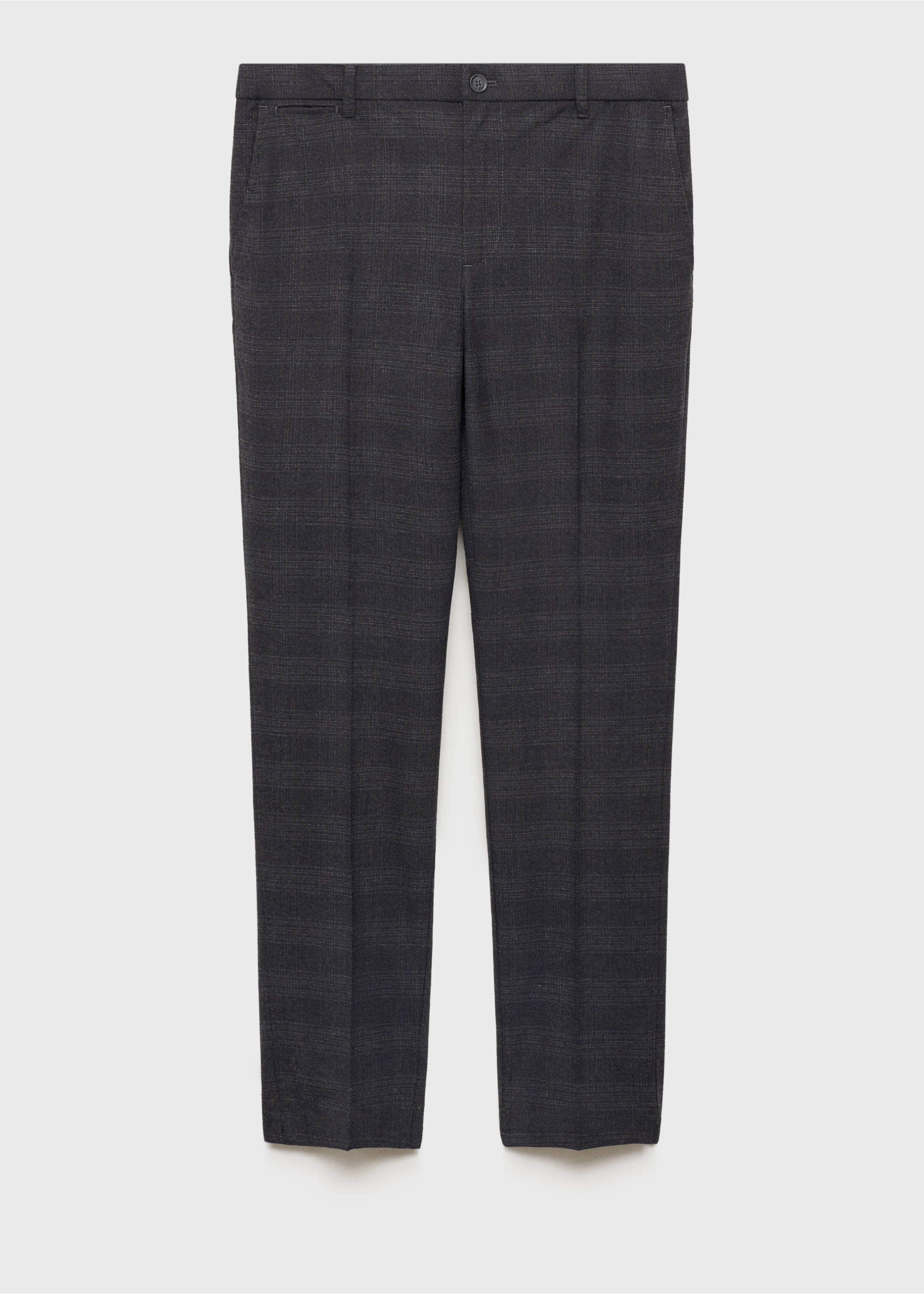 Cotton slim-fit check trousers - Article without model, Dark Heather Grey. Ref: 77057916-00.