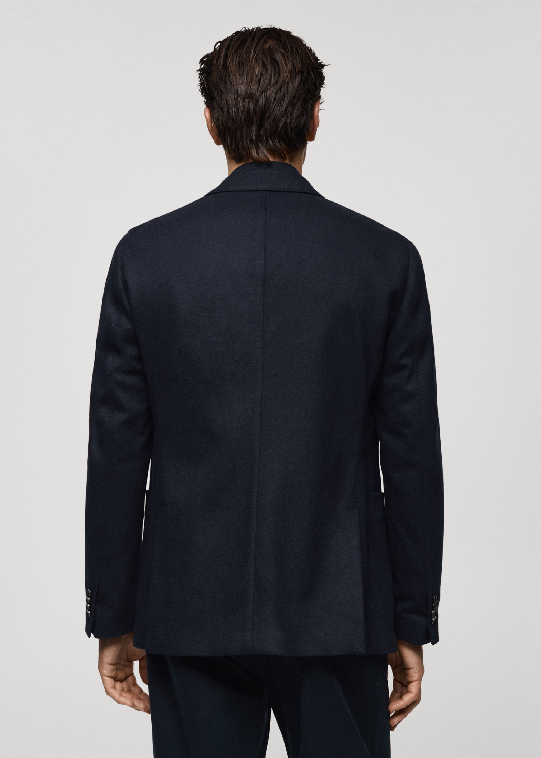 Americana franela lana virgen - Reverso del artículo, Azul marino oscuro. Ref: 77057917-00.