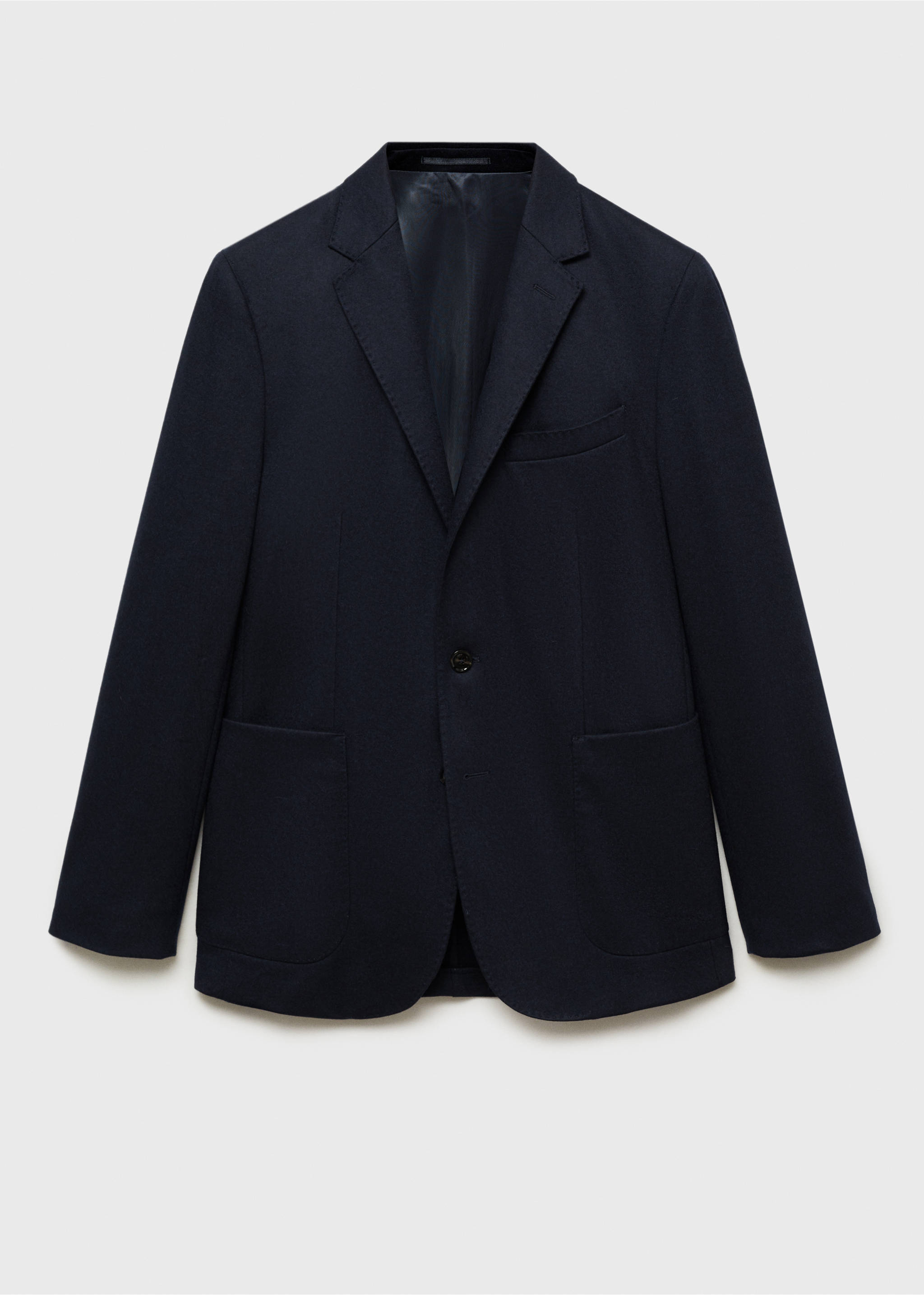 Flanell-Sakko aus Schurwolle - Artikel ohne Model, Dunkles Marineblau. Ref: 77057917-00.