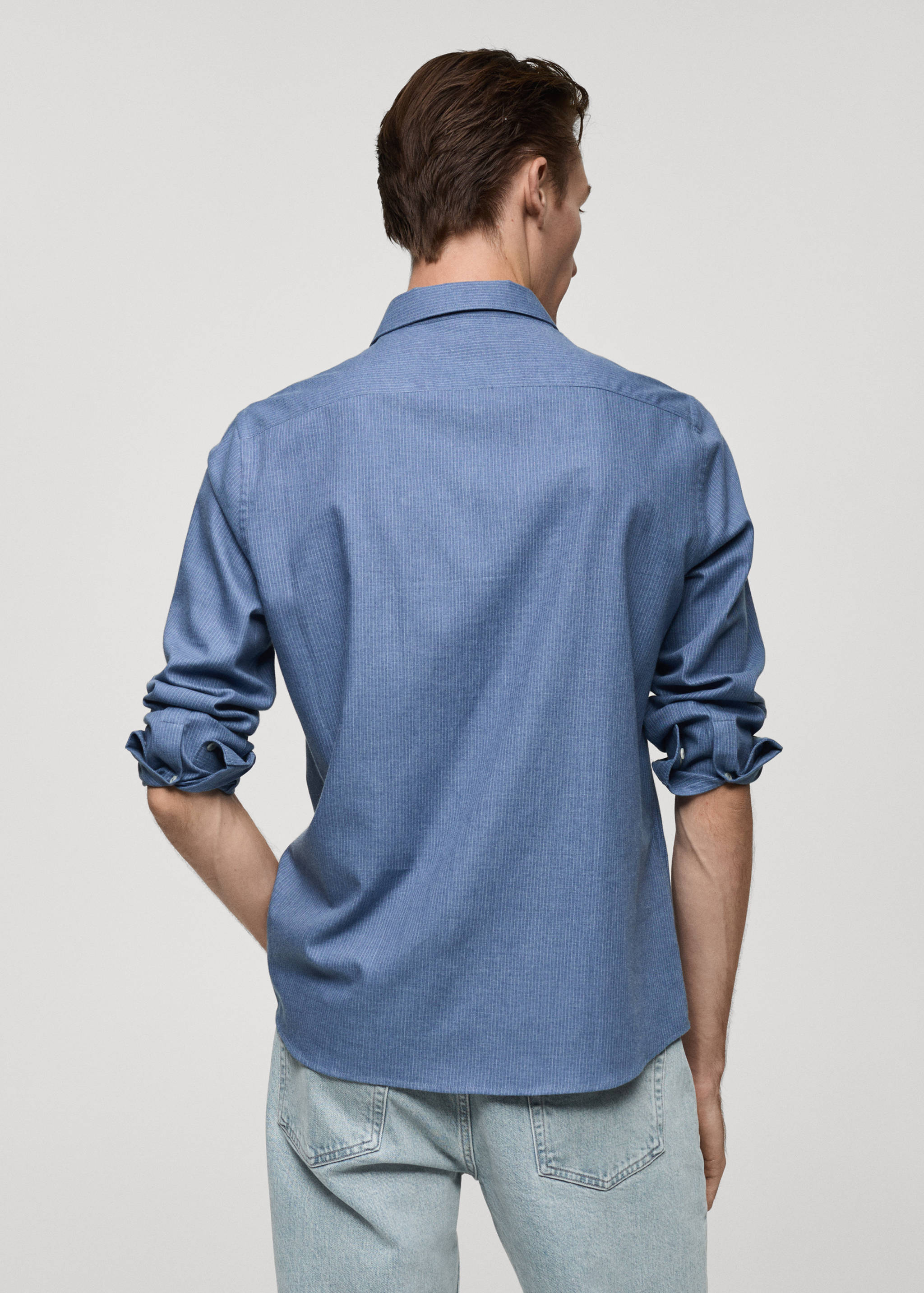 100% cotton flannel multi-stripe slim-fit shirt - Reverse of the article