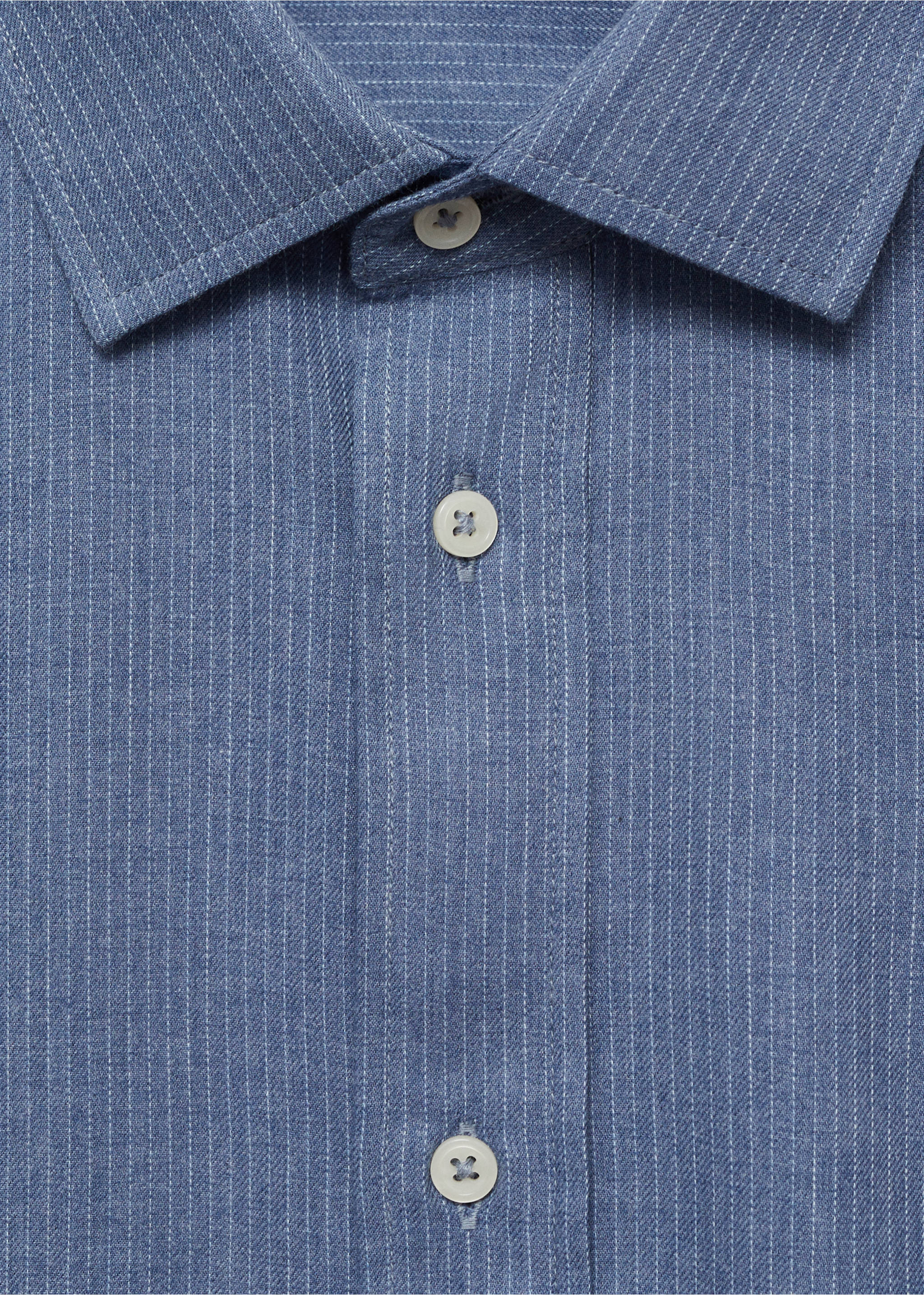 100% cotton flannel multi-stripe slim-fit shirt - Details of the article 8, Blue. Ref: 77057924-00.