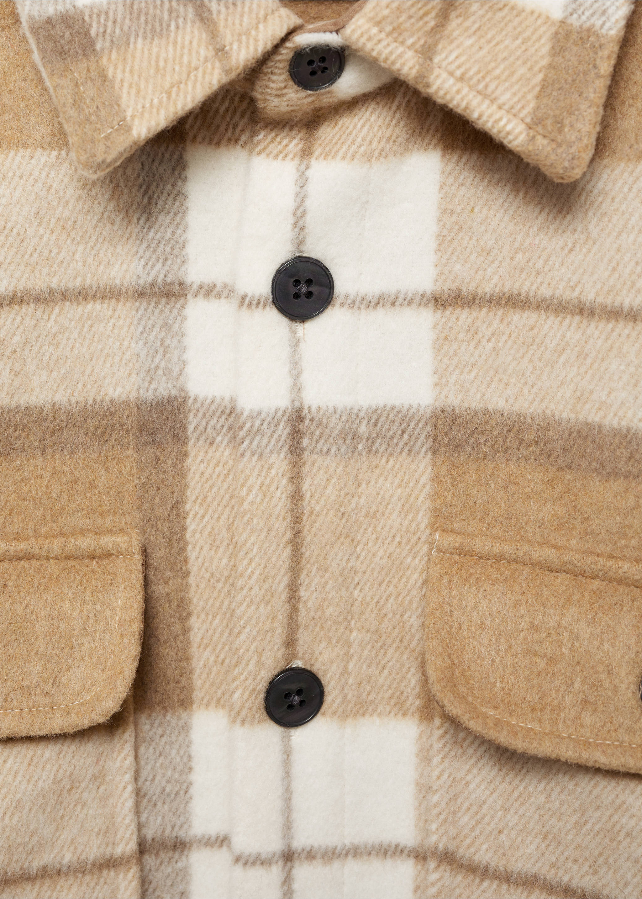 Check flannel overshirt - Details of the article 8, Beige. Ref: 77057925-00.
