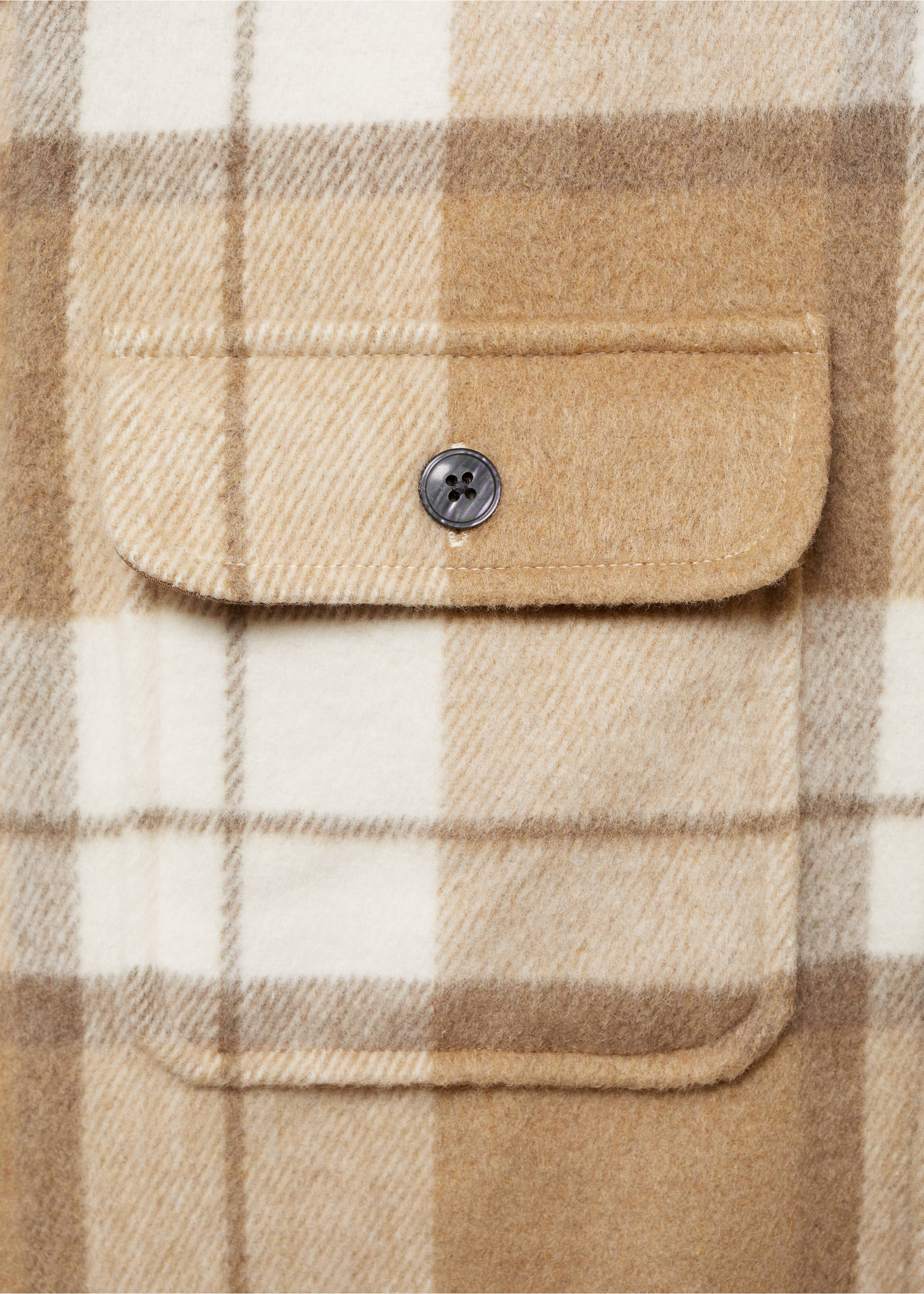 Check flannel overshirt - Details of the article 0, Beige. Ref: 77057925-00.