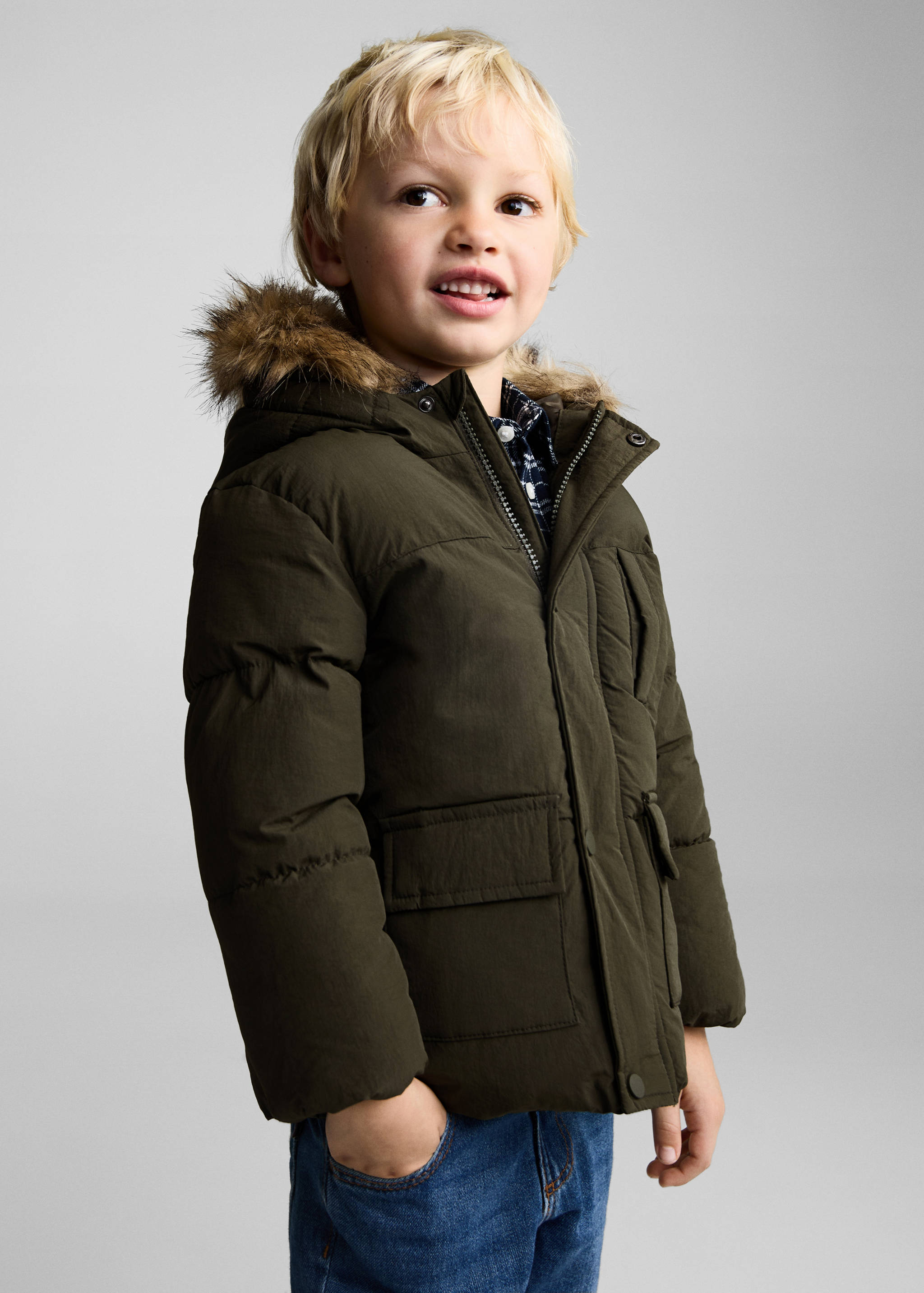 Anorak matelassé intérieur polaire - Plan moyen