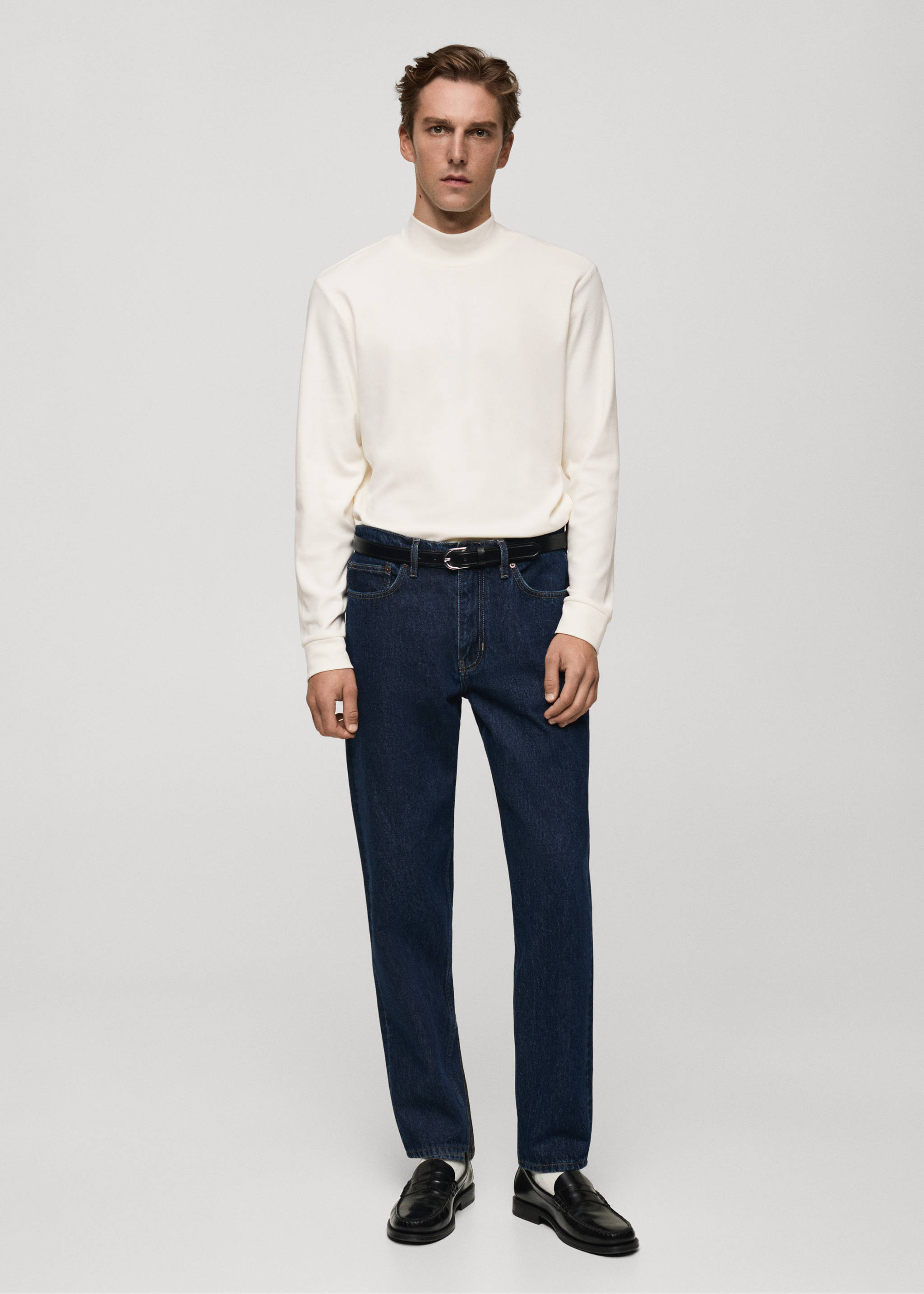 Cotton t-shirt with perkins neck - General plane