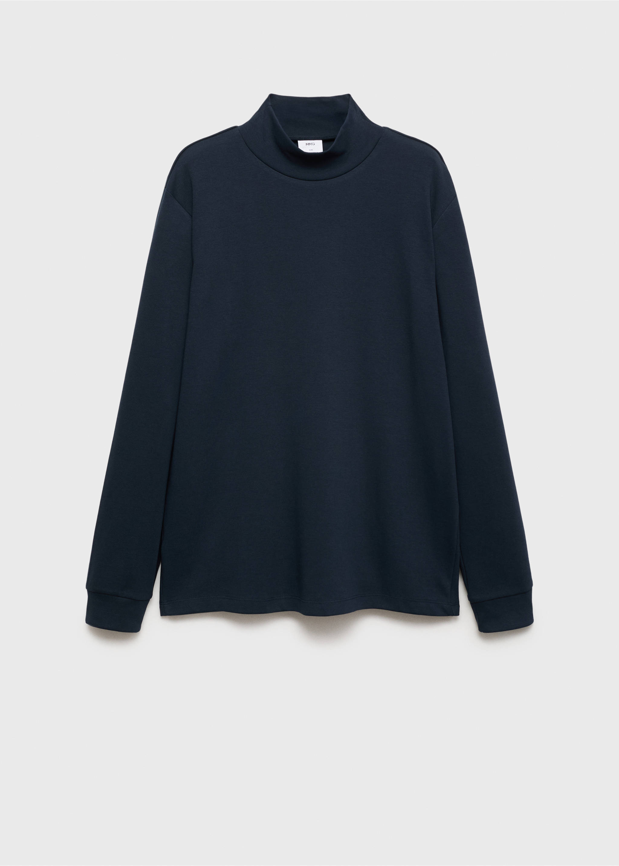 Baumwollshirt mit hohem Kragen - Artikel ohne Model, Dunkles Marineblau. Ref: 77057932-00.