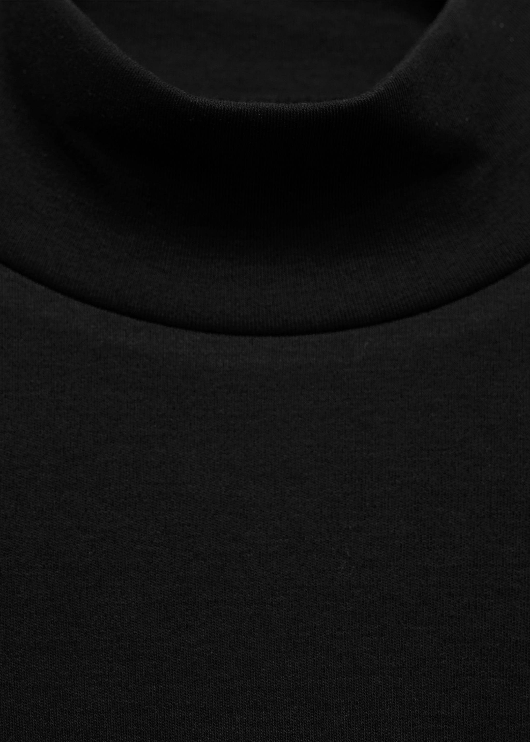Cotton t-shirt with perkins neck - Details of the article 8, Black. Ref: 77057932-00.