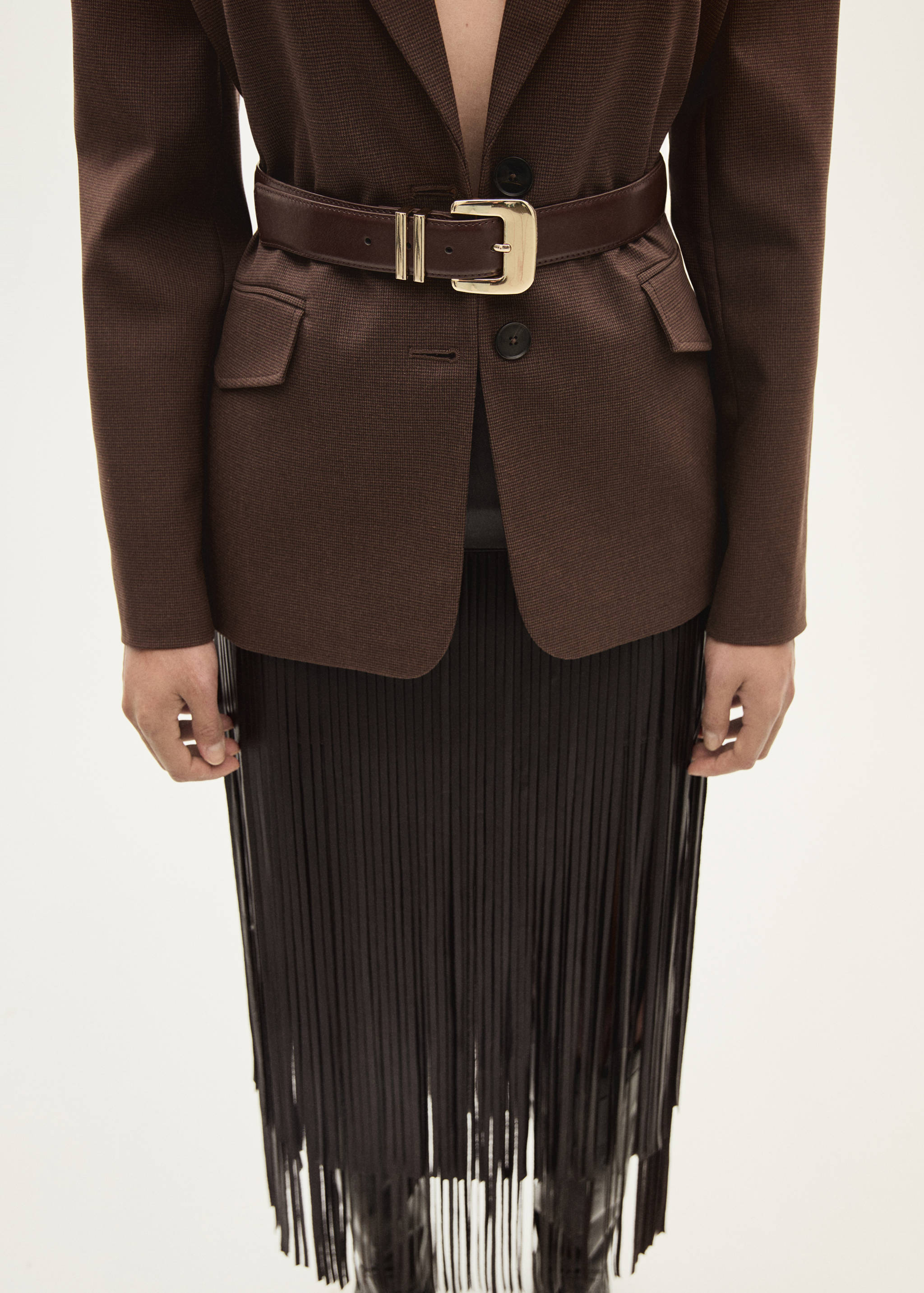 Faux-leather fringed skirt - Medium plane