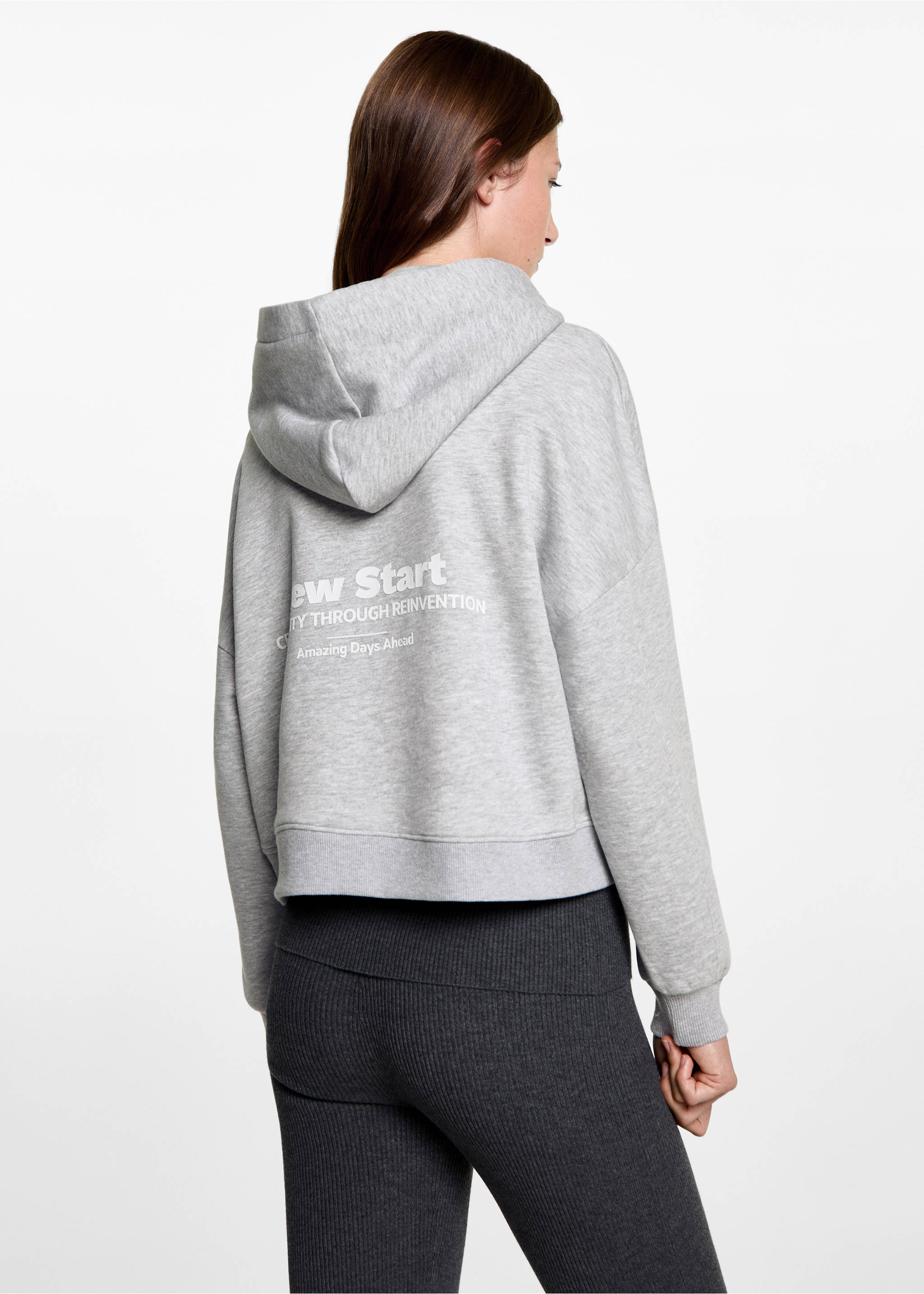 Printed hoodie - Reverse of the article, Medium Heather Grey. Ref: 77058267-00.