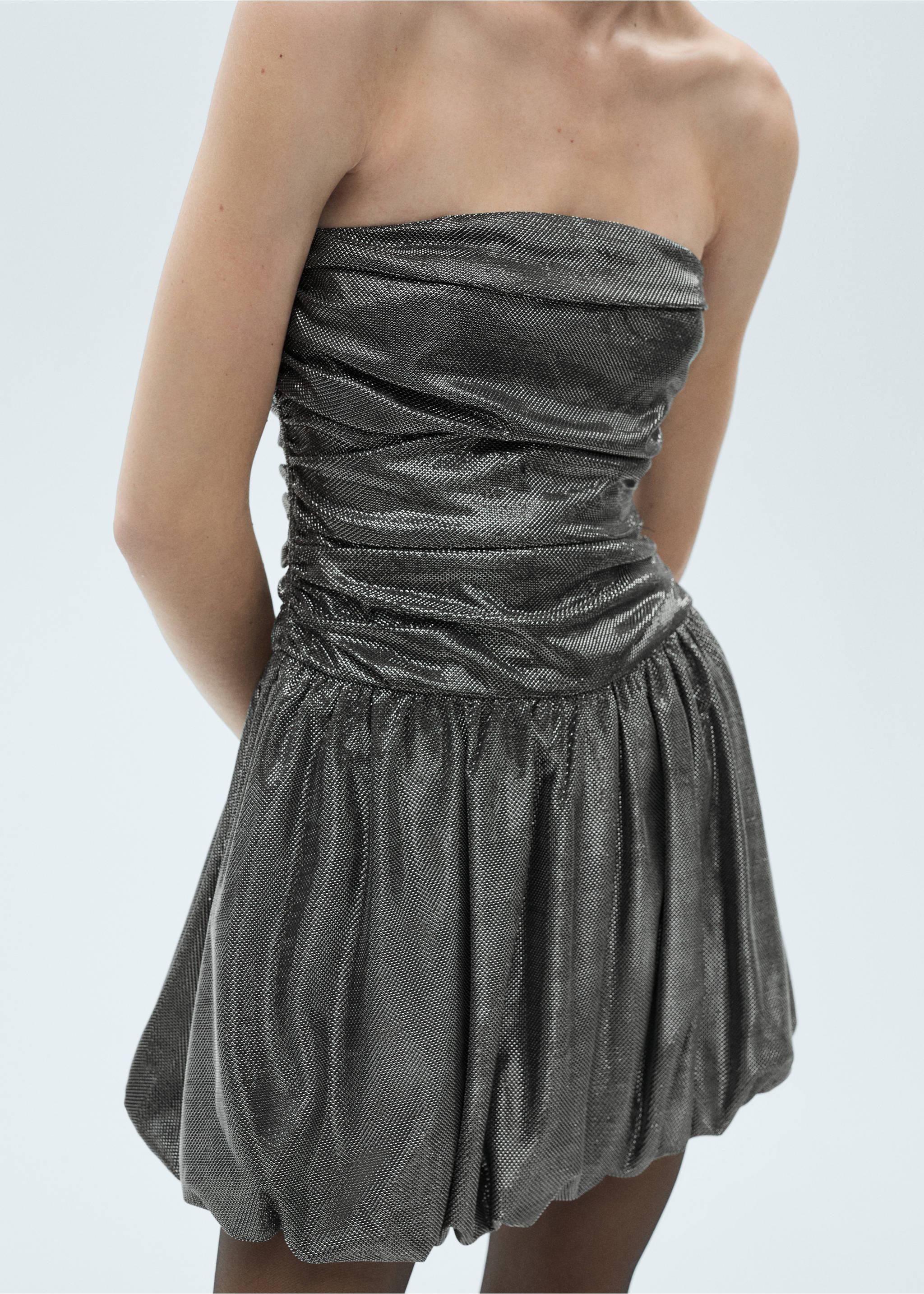 Balloon skirt tube dress - Medium plane, Silver. Ref: 77059055-00.