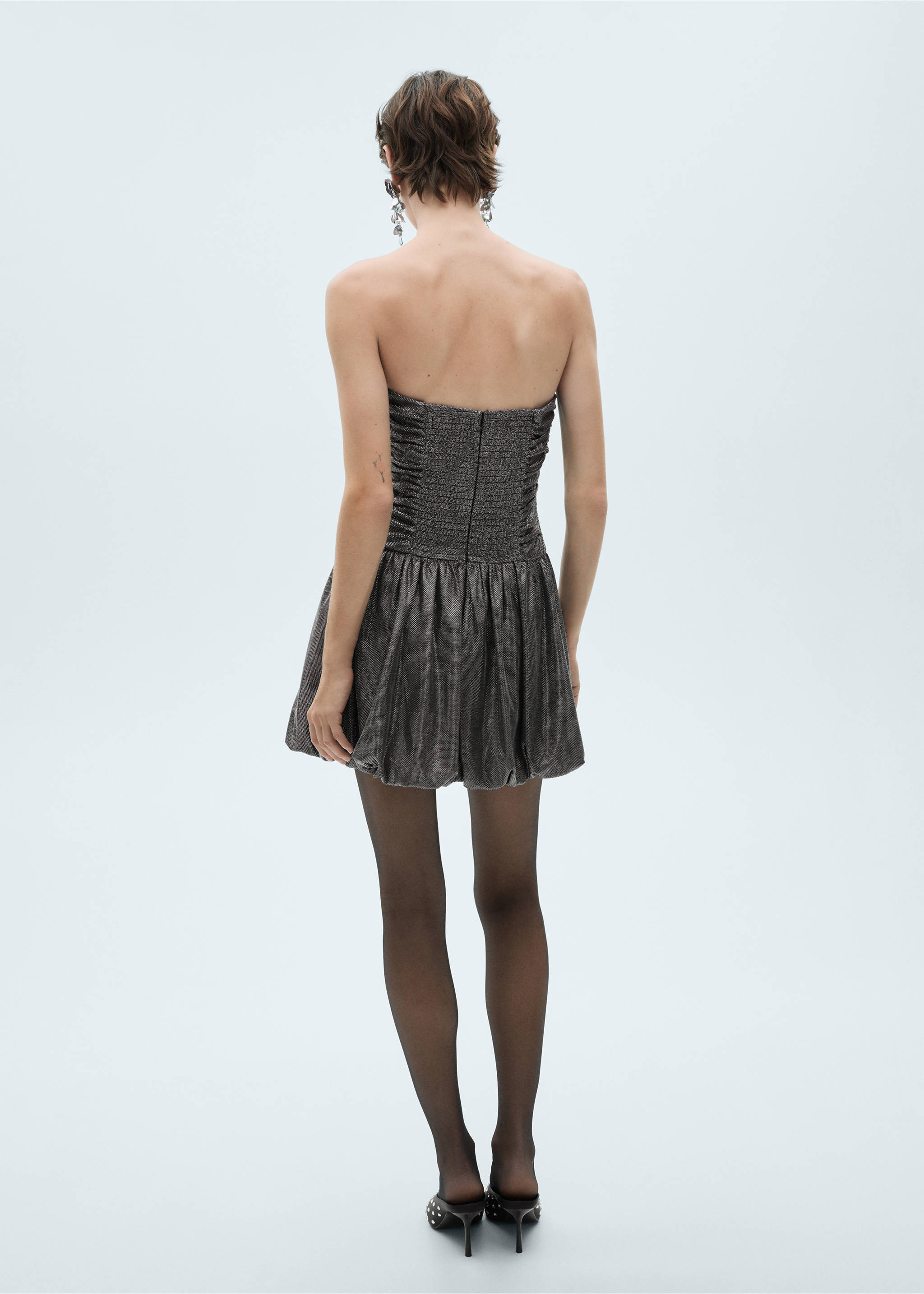 Balloon skirt tube dress - Reverse of the article, Silver. Ref: 77059055-00.