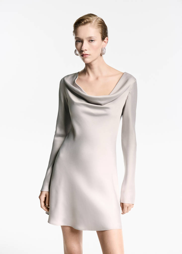 mango grey dress Mango's 46 knit midi dress is seriously chic and super flattering thanks  to this one trending detail