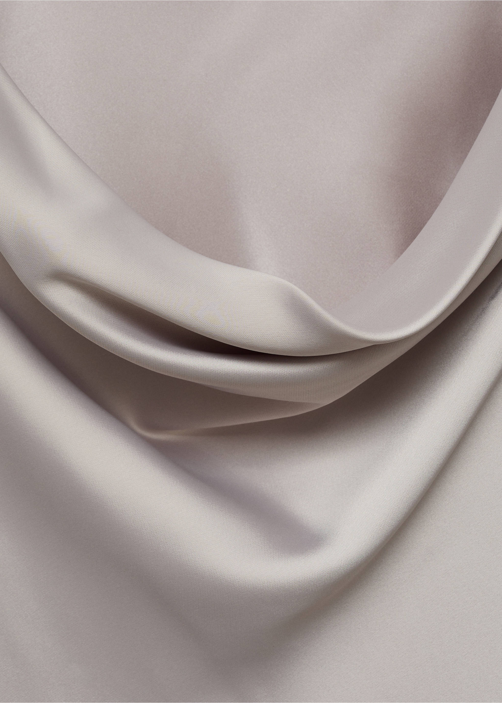 Satiniertes Kleid mit drapiertem Ausschnitt - Detail des Artikels 8, Silber. Ref: 77059057-00.