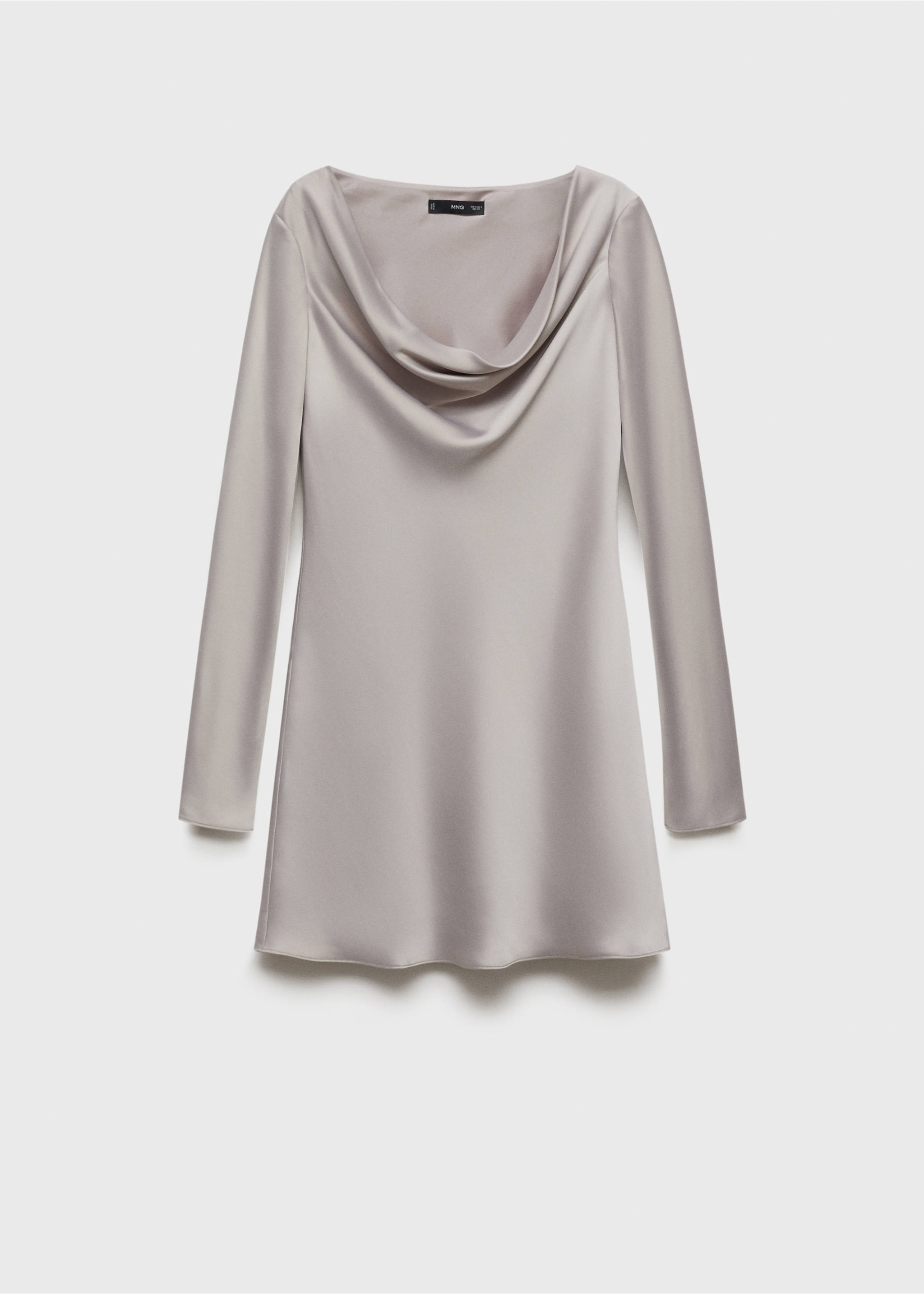 Draped neck satin dress - Article without model, Silver. Ref: 77059057-00.