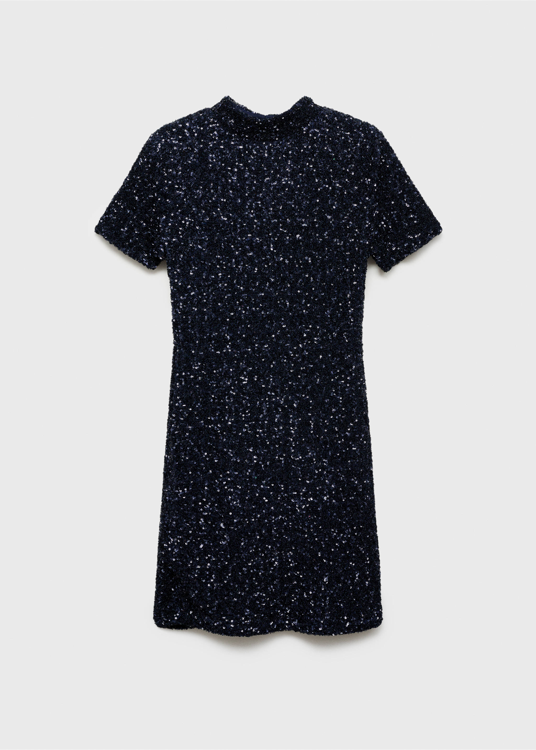 Short-sleeved sequin dress - Article without model, Night Blue. Ref: 77059058-00.