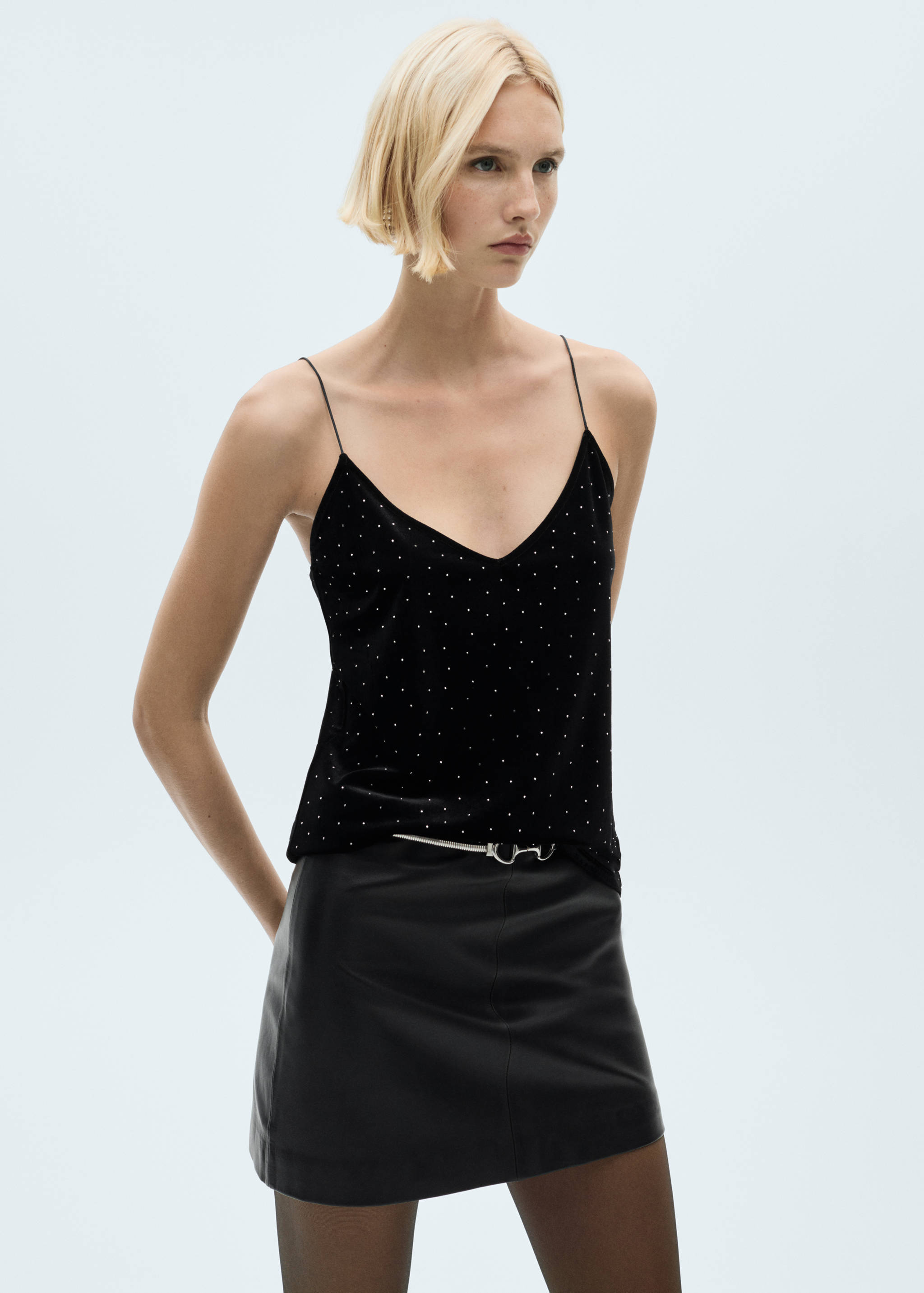 Top terciopelo strass - Plano medio
