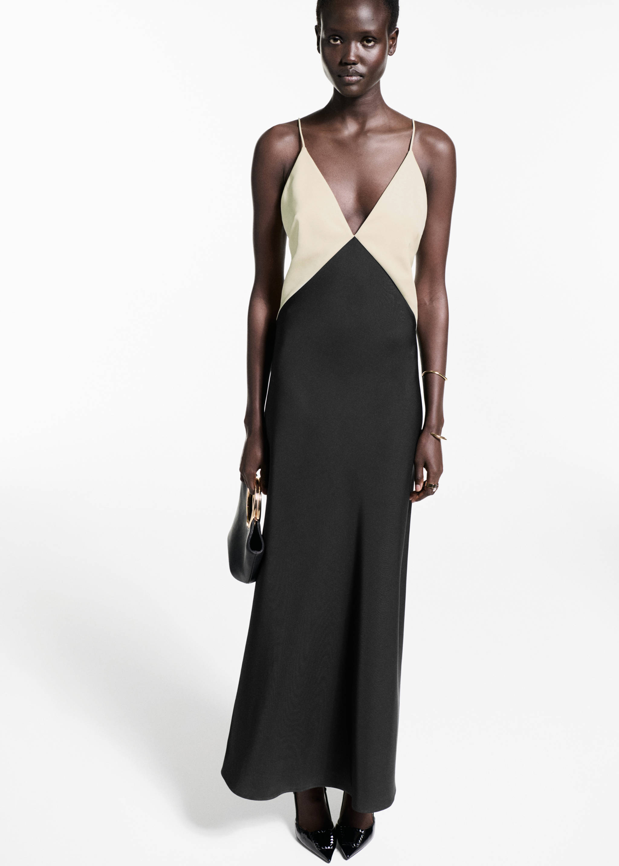 Vestido lencero bicolor - Plano general