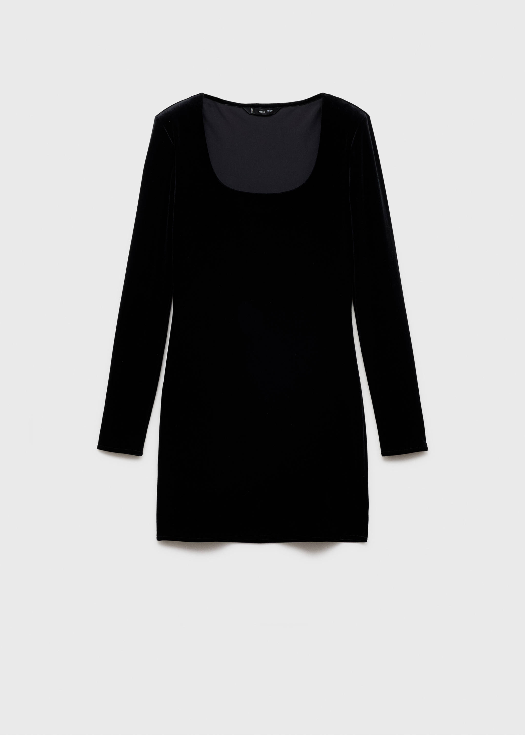 Velvet dress with low neck - Article without model, Black. Ref: 77059063-00.