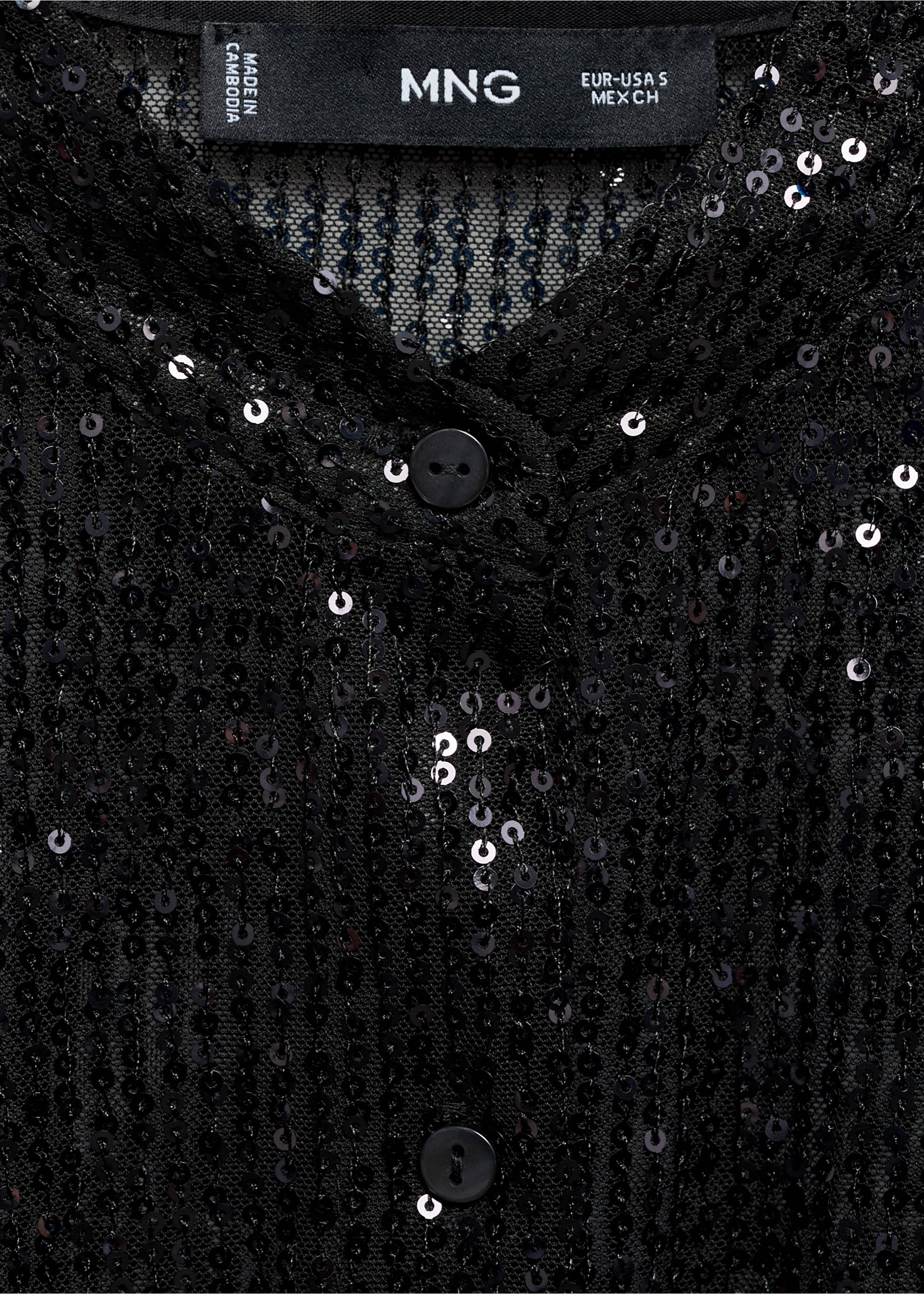 Semi-transparent sequined shirt - Détail de l'article 8, Noir. Ref: 77059067-00.