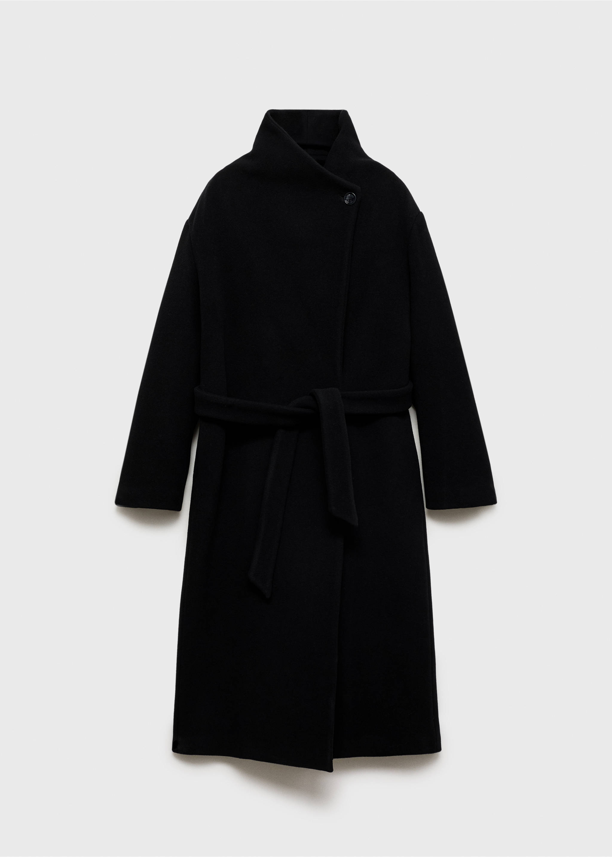 Turtleneck virgin wool coat - Article without model, Black. Ref: 77059075-00.