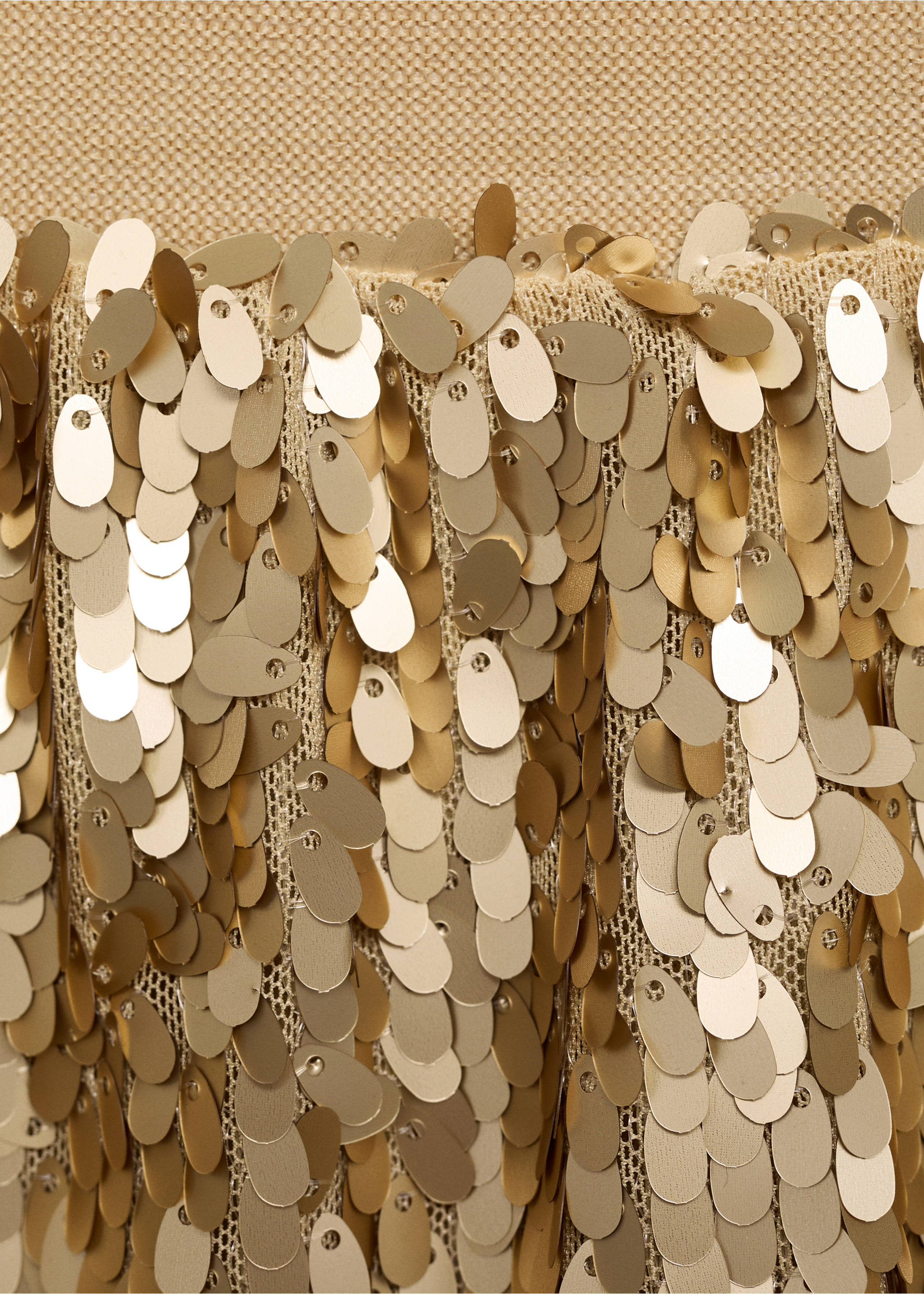 Golden sequin skirt - Details of the article 8, Gold. Ref: 77059235-00.